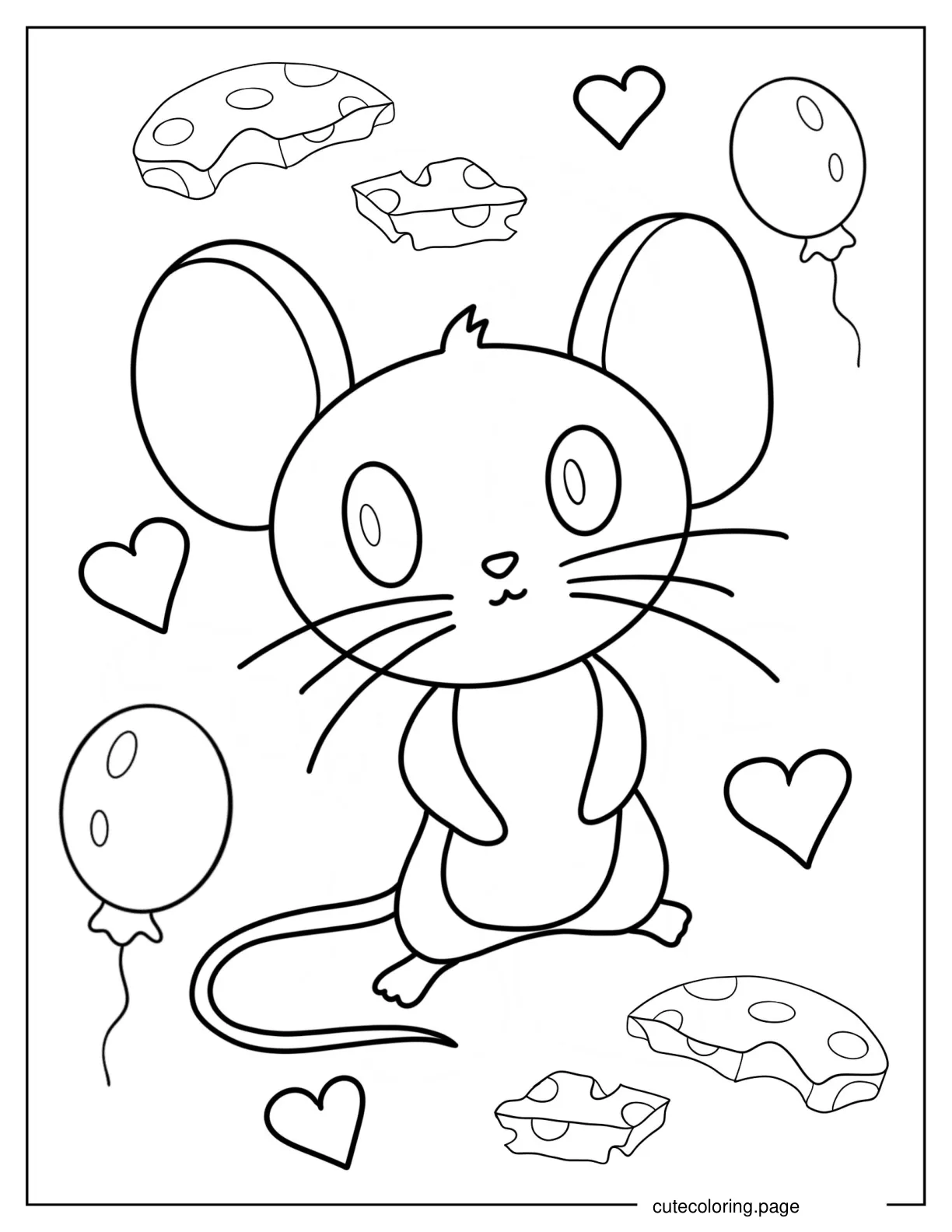 Kawaii Mouse Coloring Page For Preschoolers coloring page