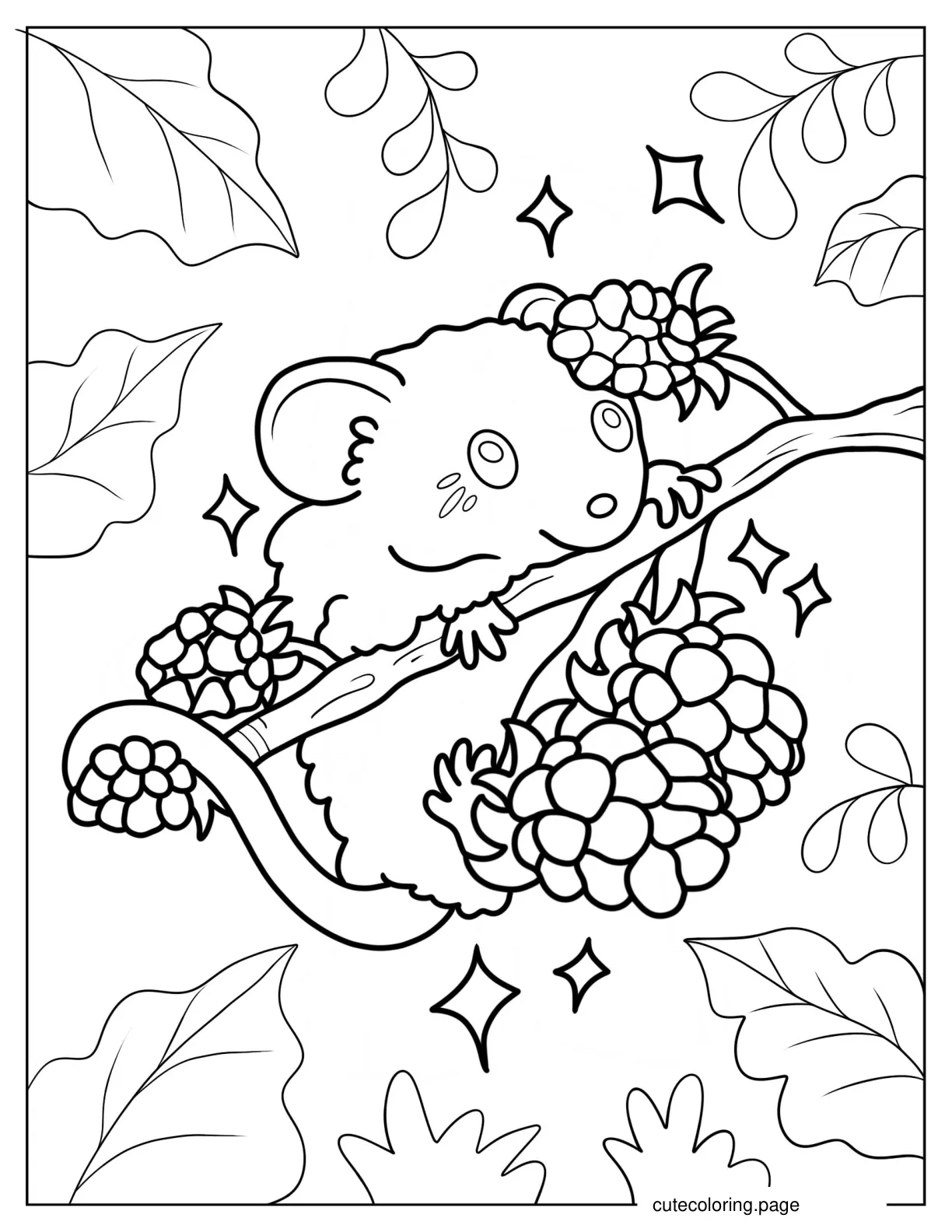 Mouse Clinging To Tree Branch Coloring Page coloring page