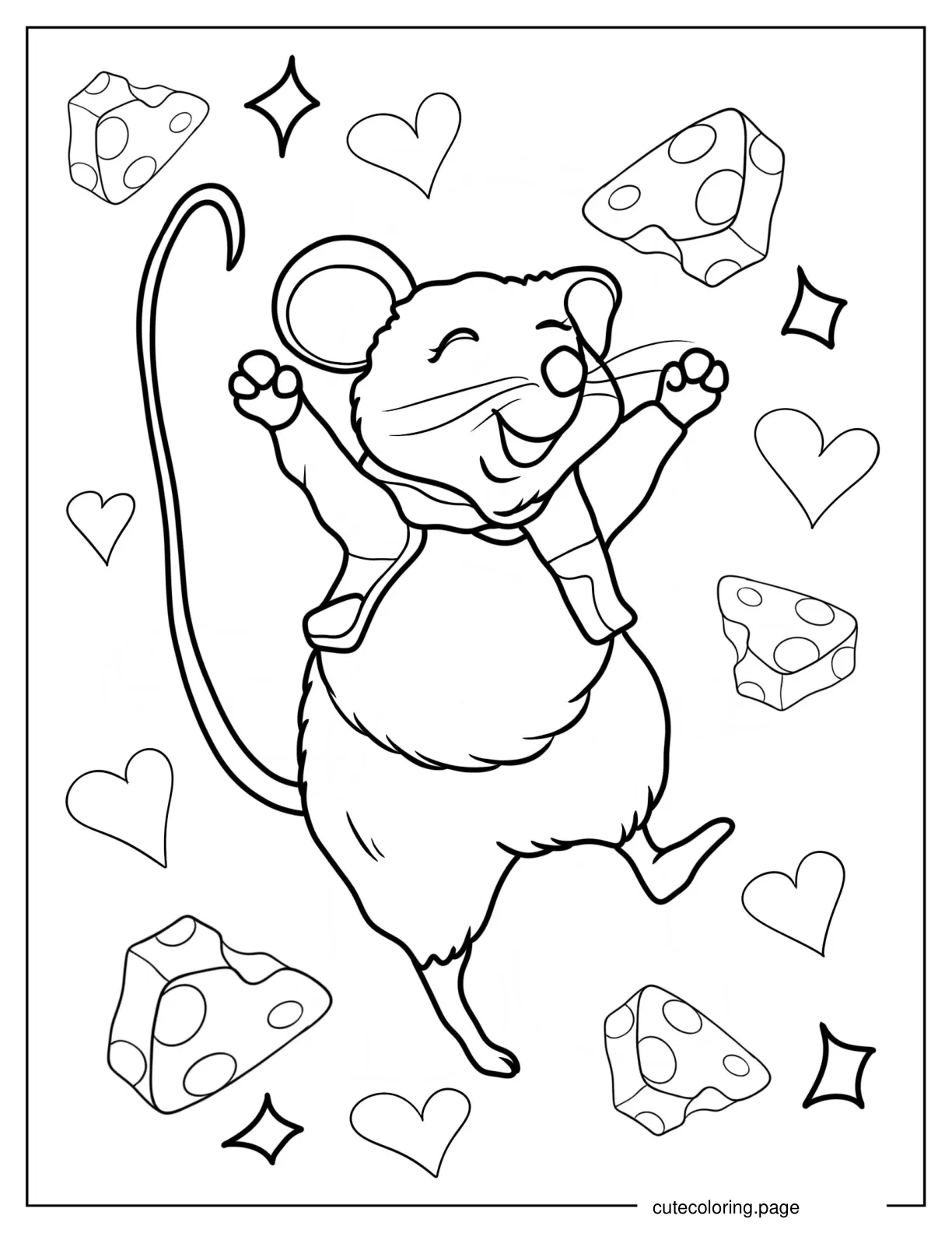 Mouse In Jacket Cheering Coloring Sheet coloring page