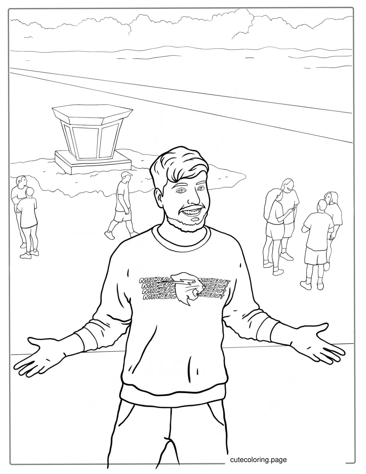 Coloring Page Of Mr Beast At Beach coloring page