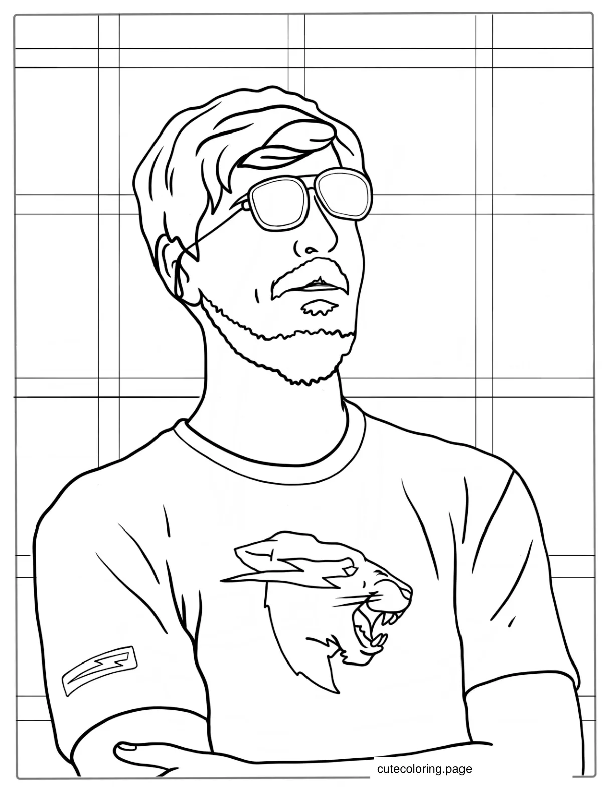 Jimmy Donaldson Mr Beast Wearing Sunglasses To Color coloring page