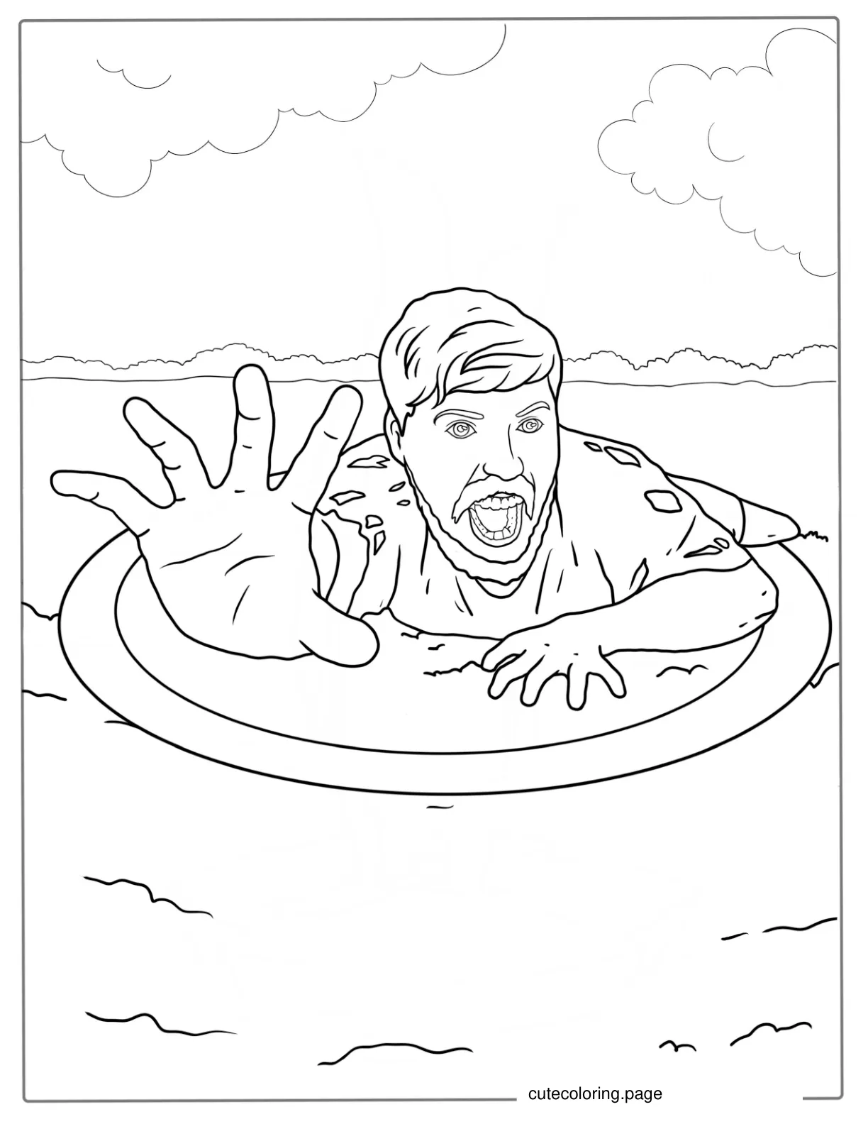 Mr Beast Crawling Out Of Circle coloring page