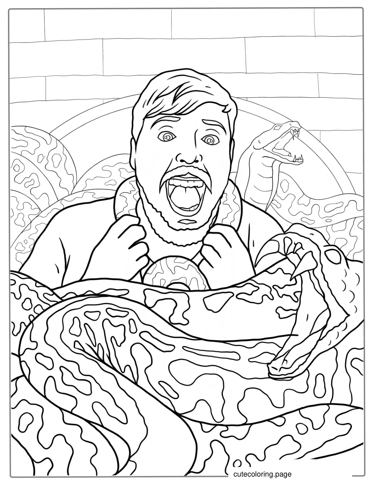 Mr Beast With Pit Of Snakes To Color coloring page