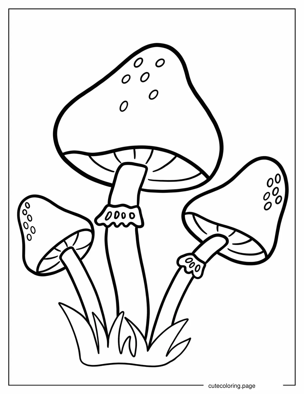 Easy Outline Of Mushrooms coloring page