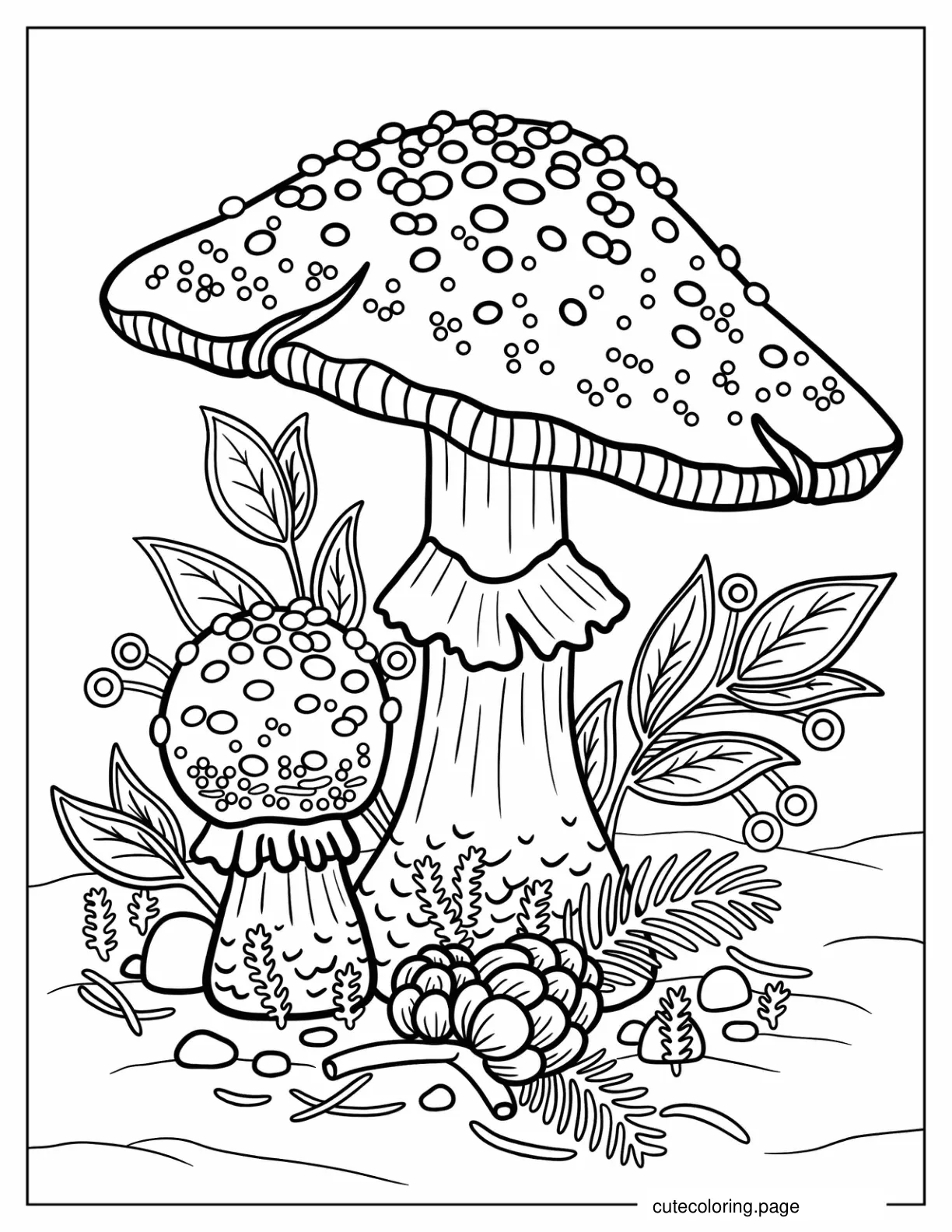 Enchanted Mushroom Coloring Page coloring page