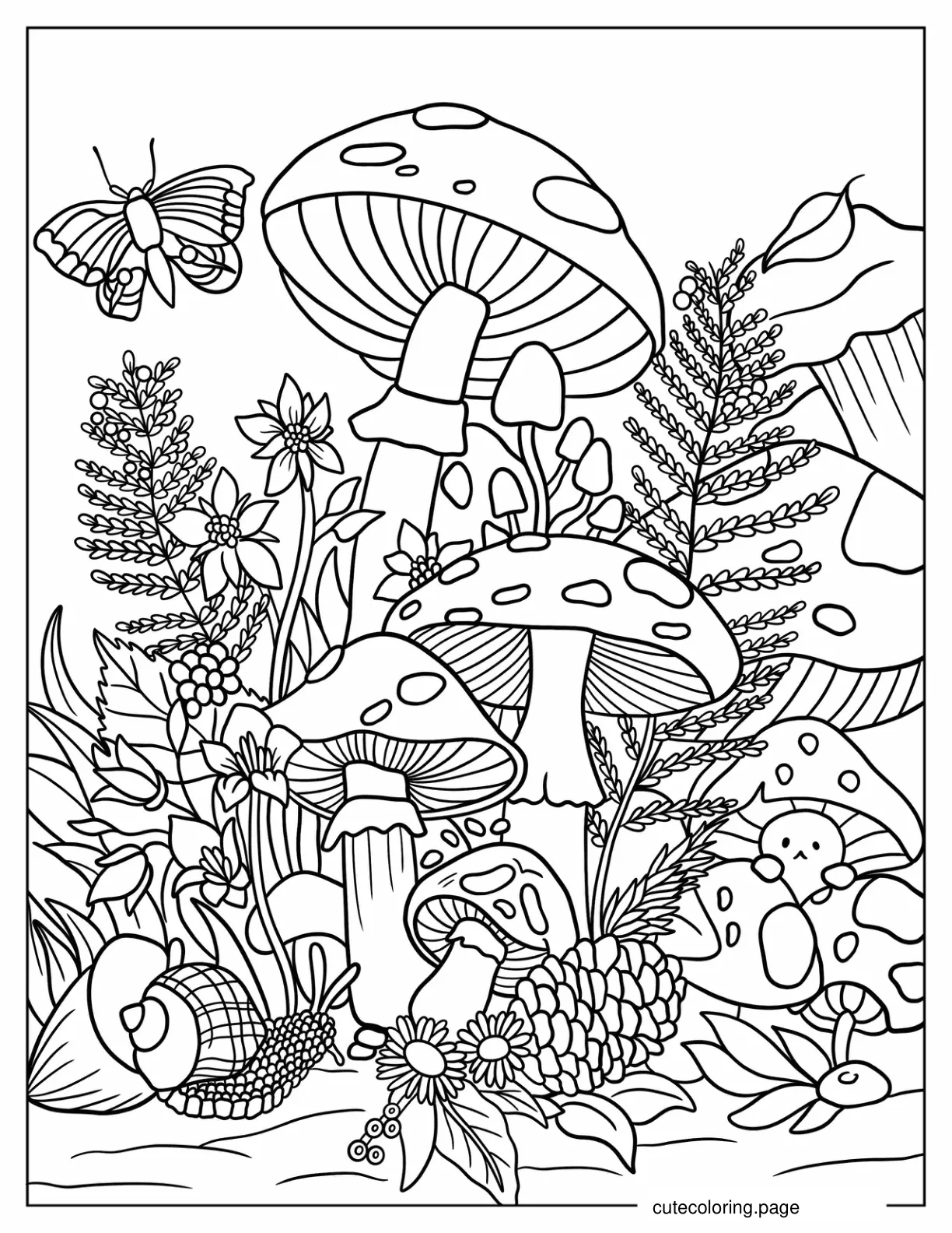 Fantasy Mushrooms To Color coloring page