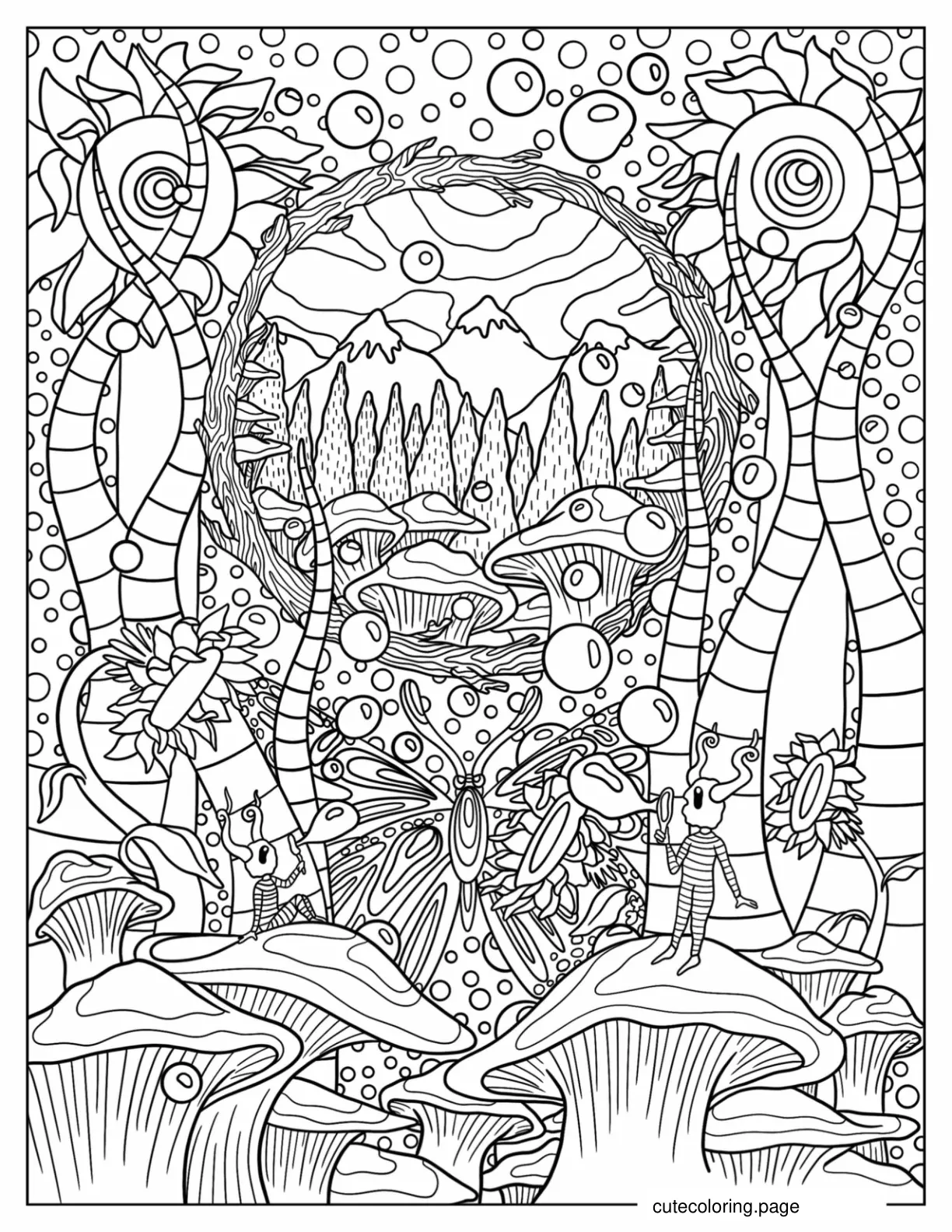 Full Page Stoner Mushroom Coloring Page coloring page