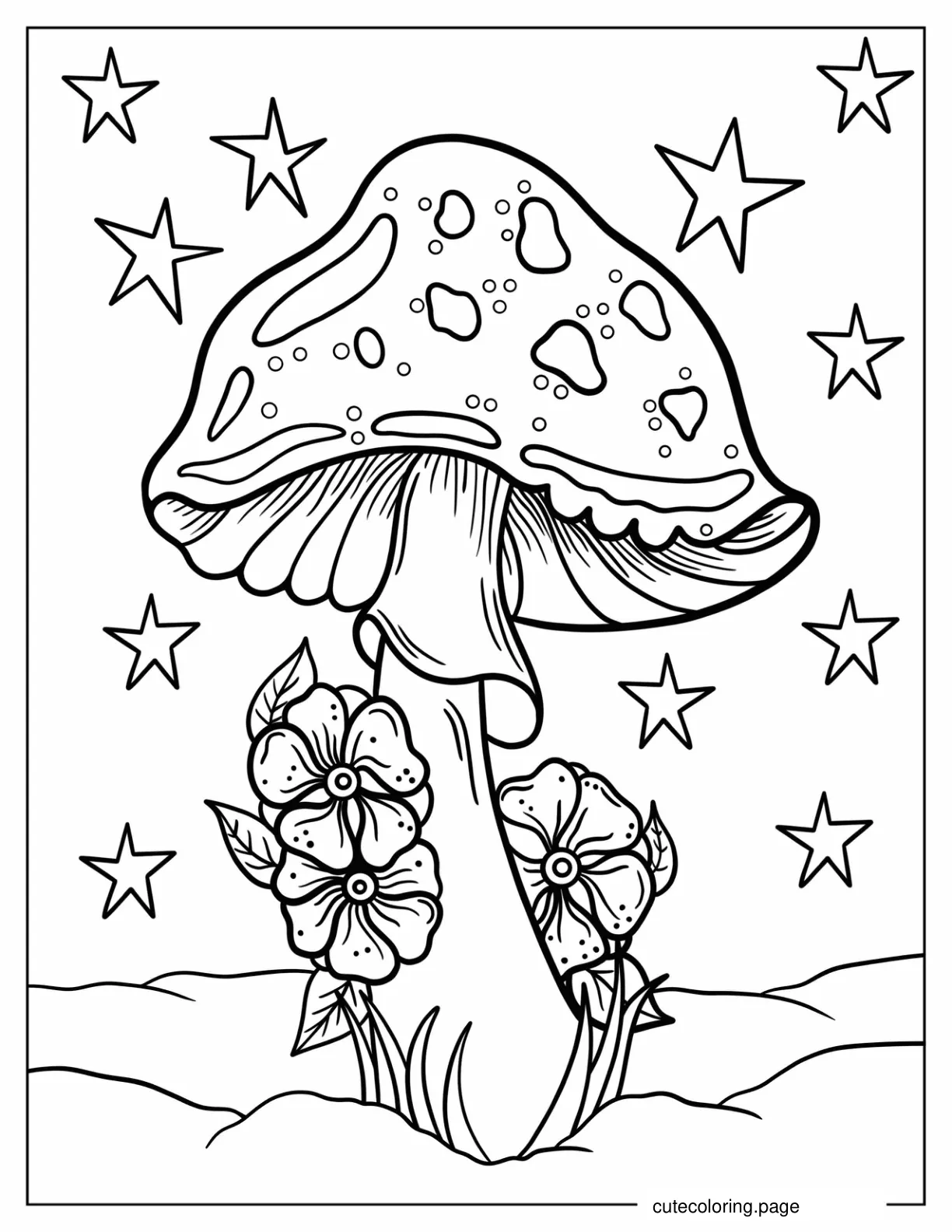 Hippie Themed Mushroom To Color coloring page