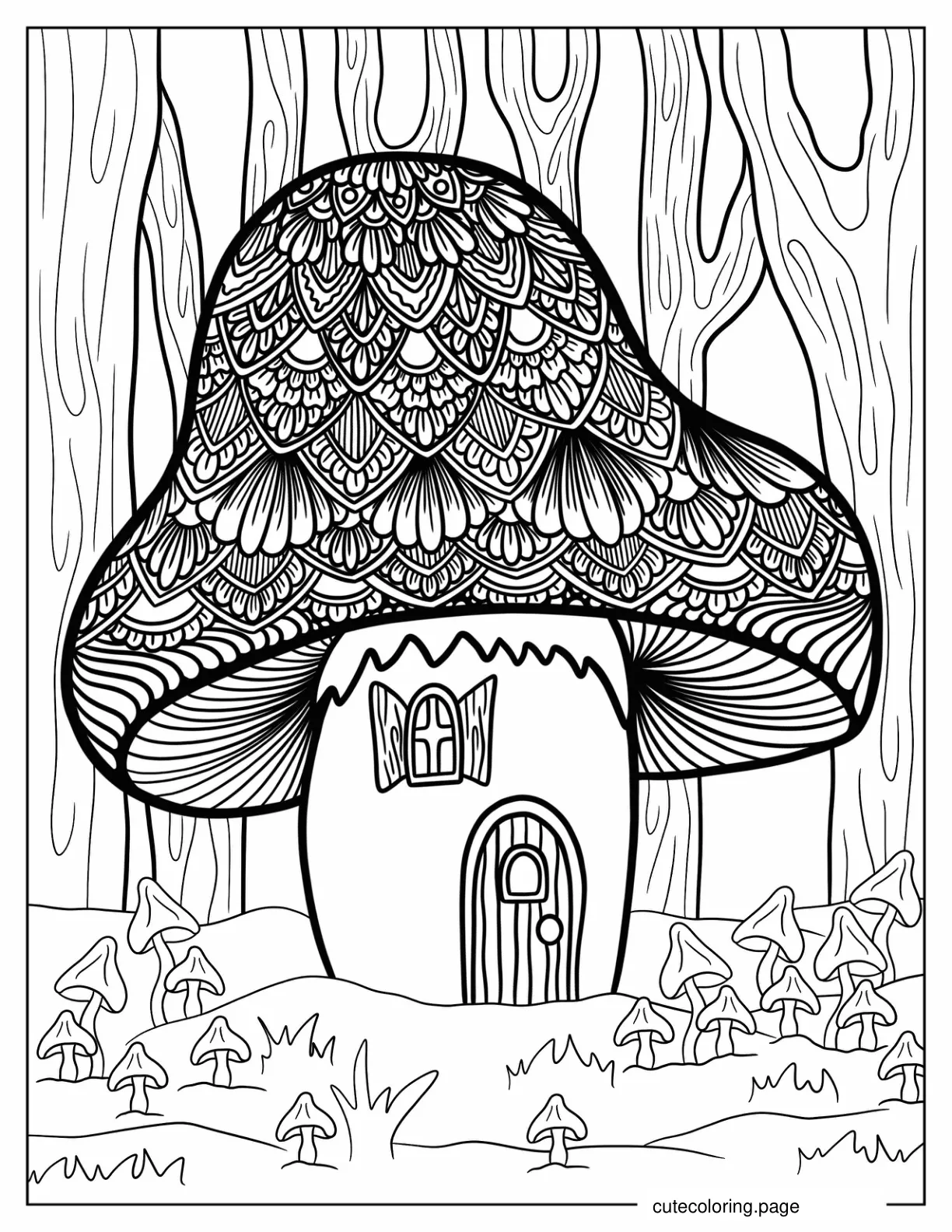 Mandala Mushroom To Color For Adults coloring page