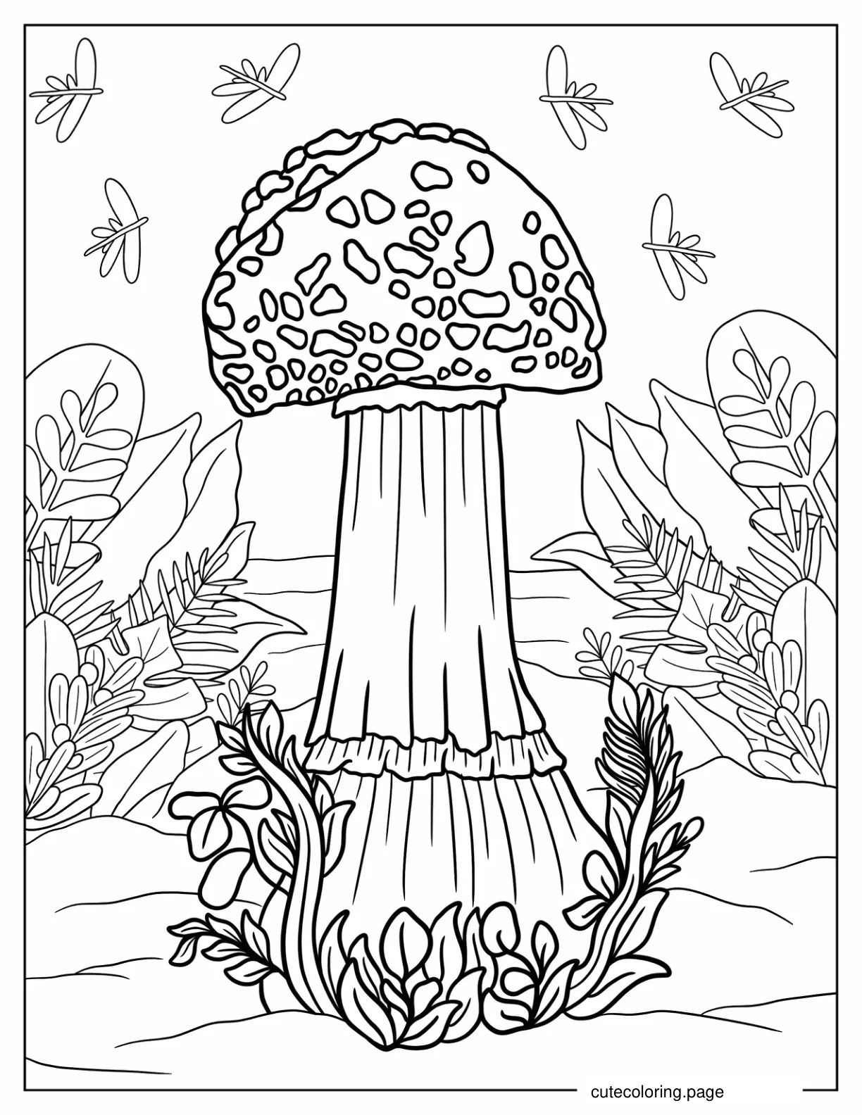 Realistic Looking Mushrooms To Color coloring page