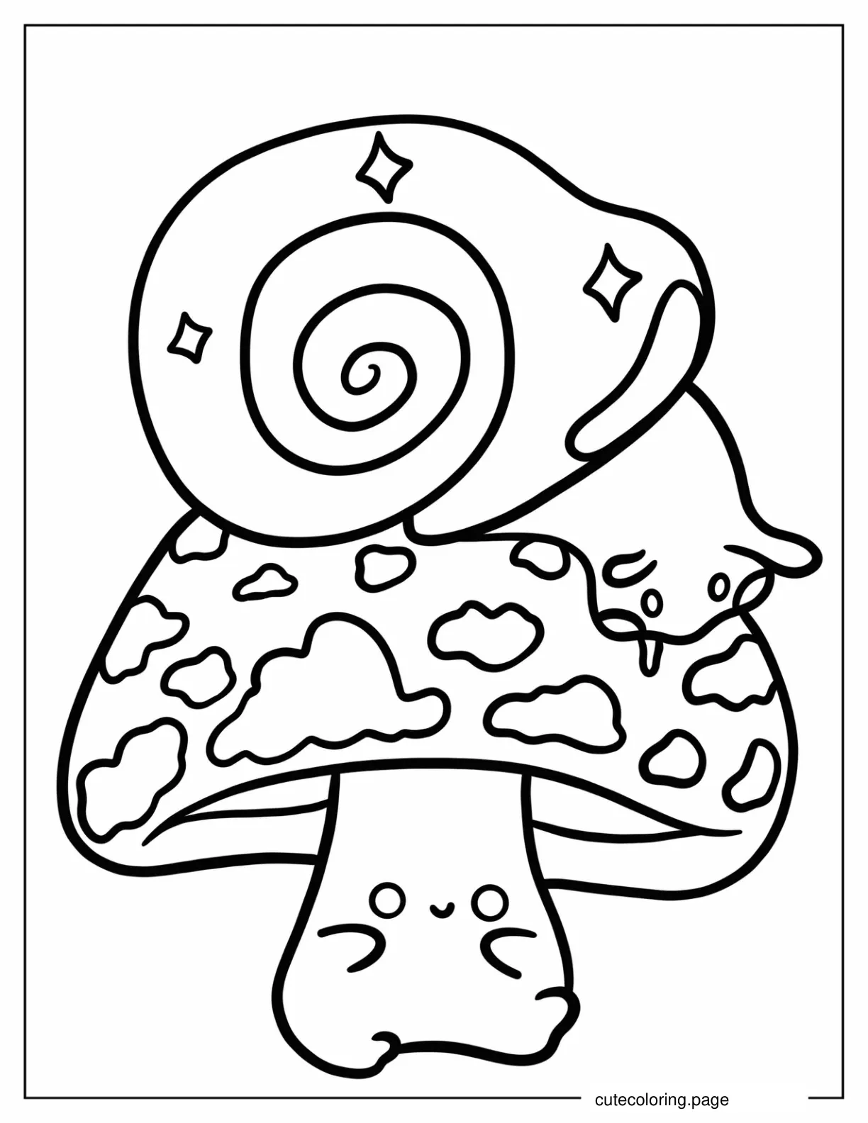 Snail On Top Of Mushroom coloring page