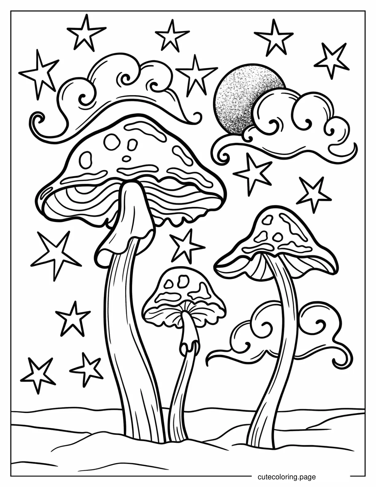 Trippy Mushroom Coloring Page coloring page