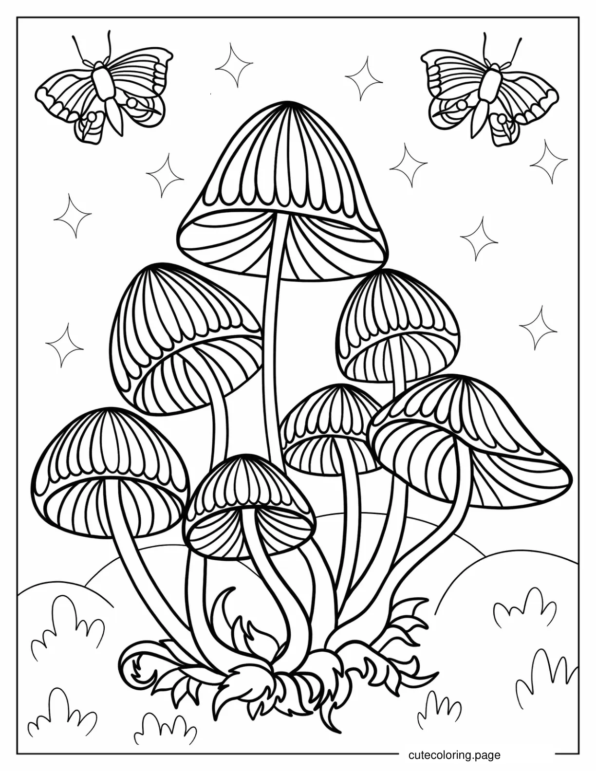 Wild Mushrooms To Color coloring page