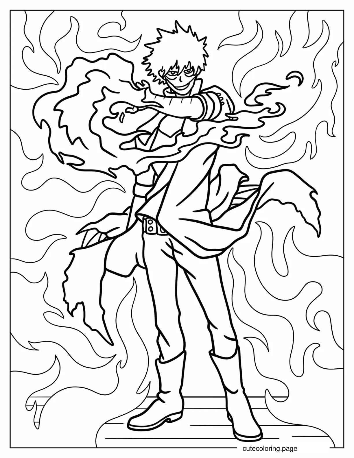 Dabi Surrounded By Fire Coloring Sheet coloring page