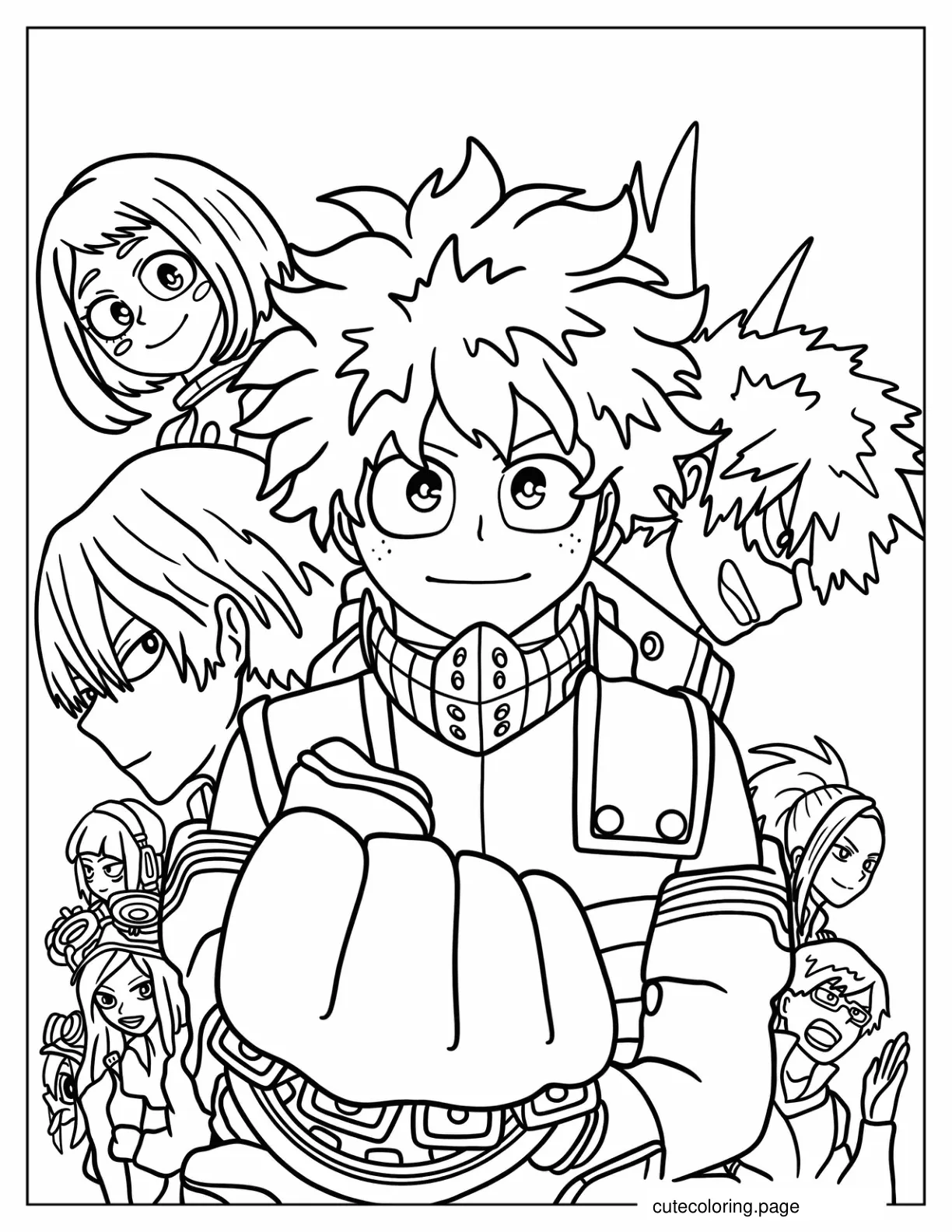 Izuku Katsuki Shouto And Ochako Coloring Page  coloring page