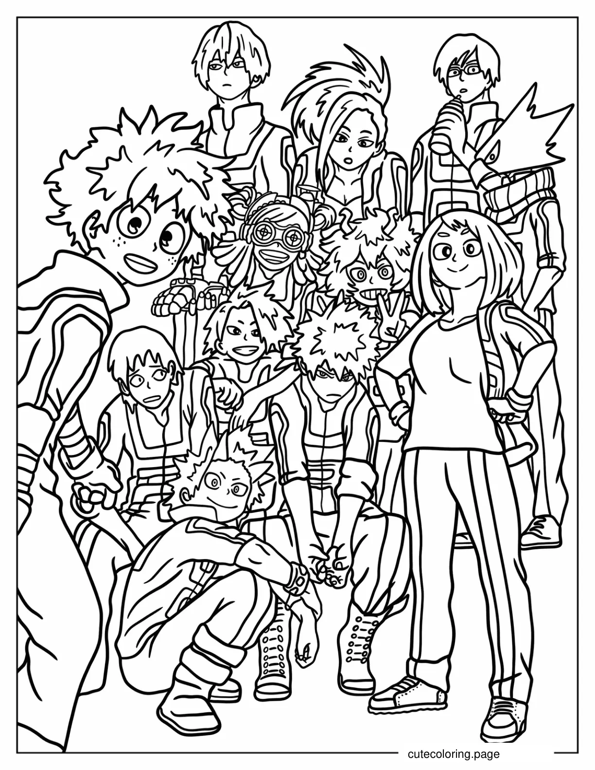 My Hero Academia Izuku Ochako And Shouto Coloring Sheet coloring page