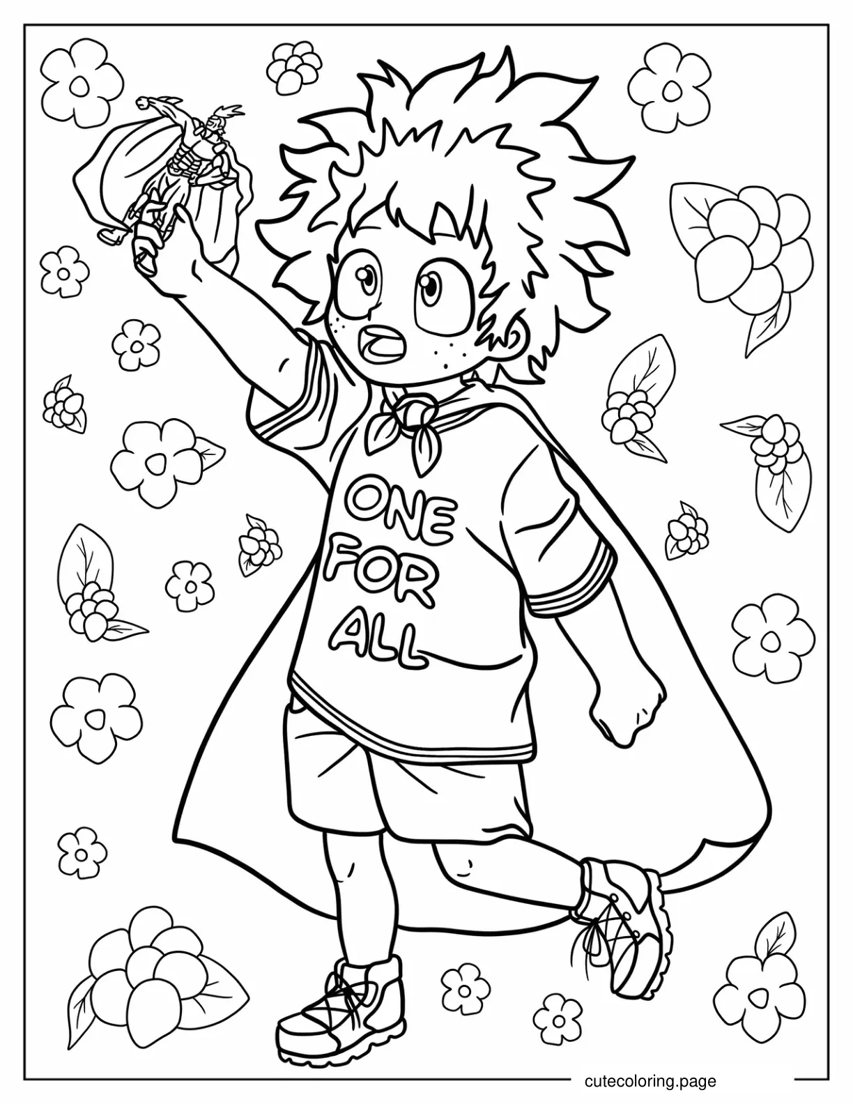 Young Izuku Midoriya Playing With Toy coloring page