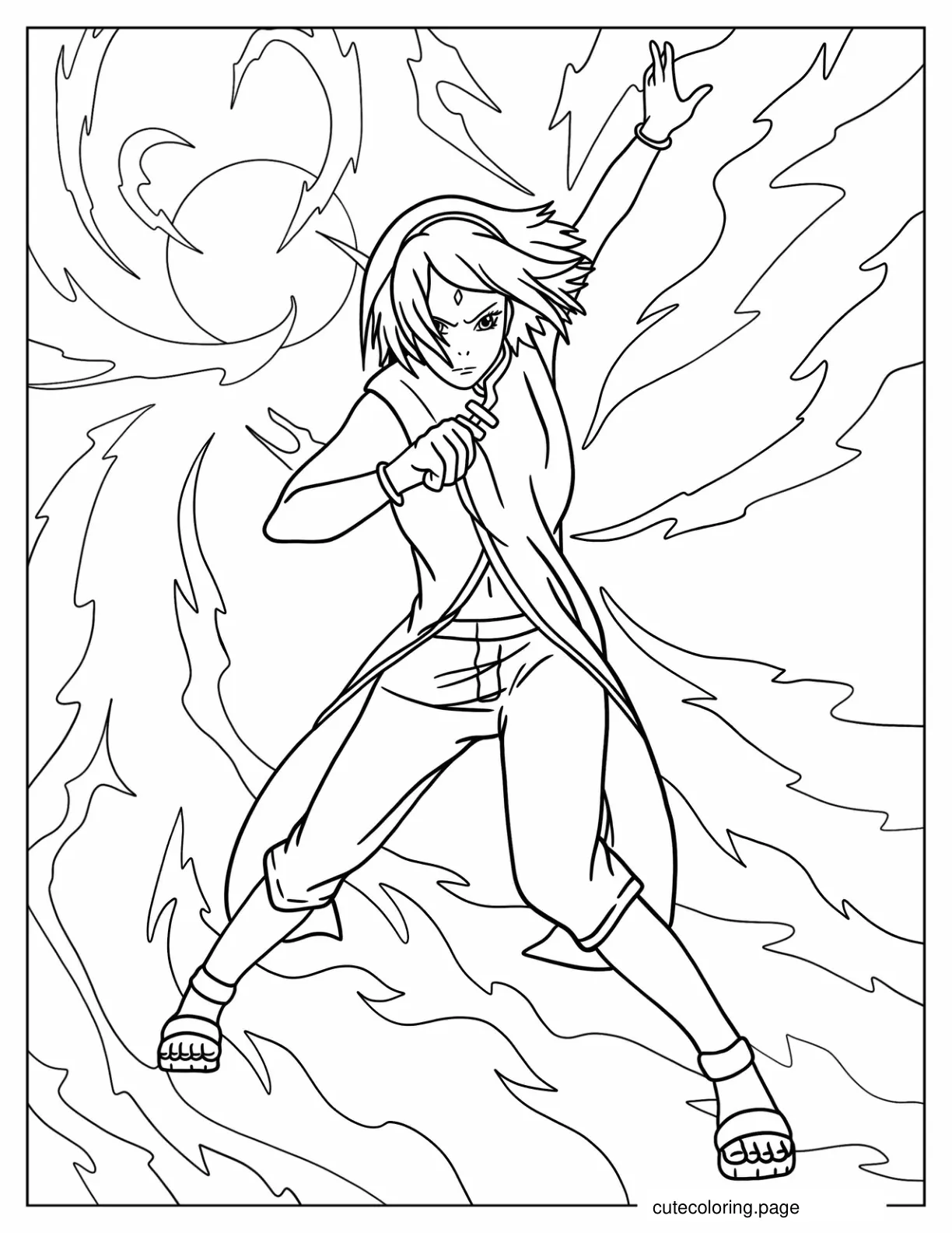 Adult Sakura Haruno Using Strength Coloring Page coloring page