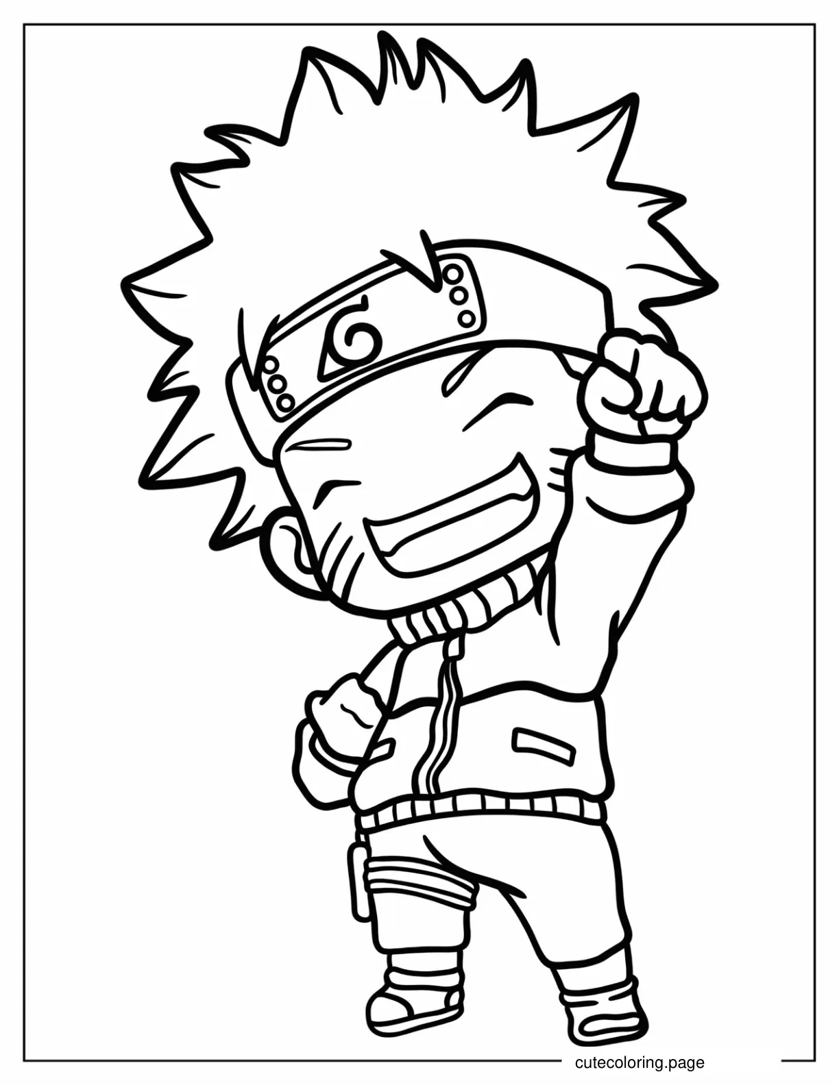 Chibi Naruto Doing Fist Pump Coloring Sheet coloring page