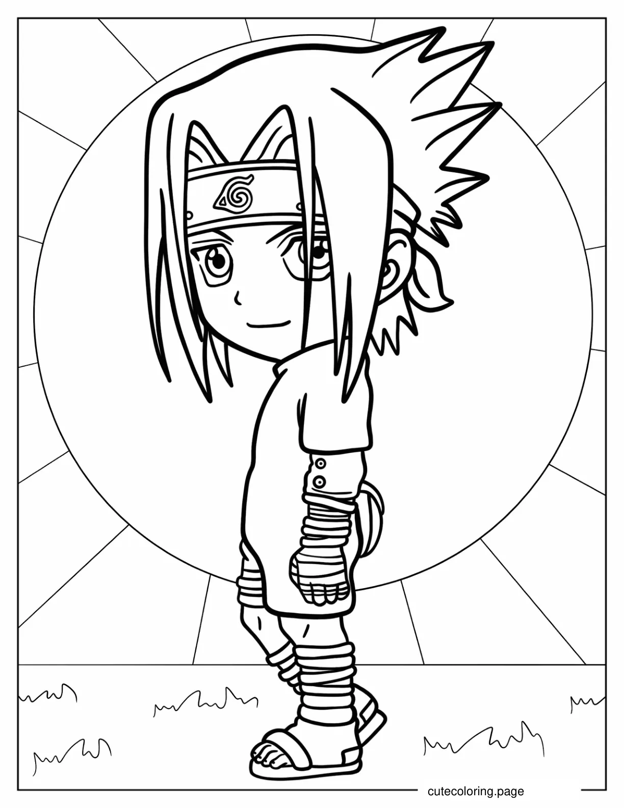 Chibi Sasuke Coloring Page For Preschoolers coloring page