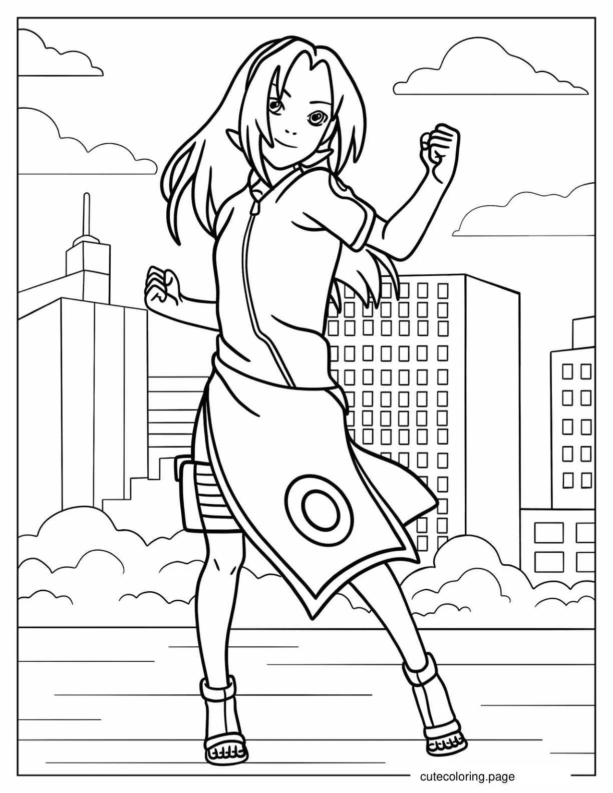 Young Haruno Sakura In Konoha Coloring Sheet coloring page