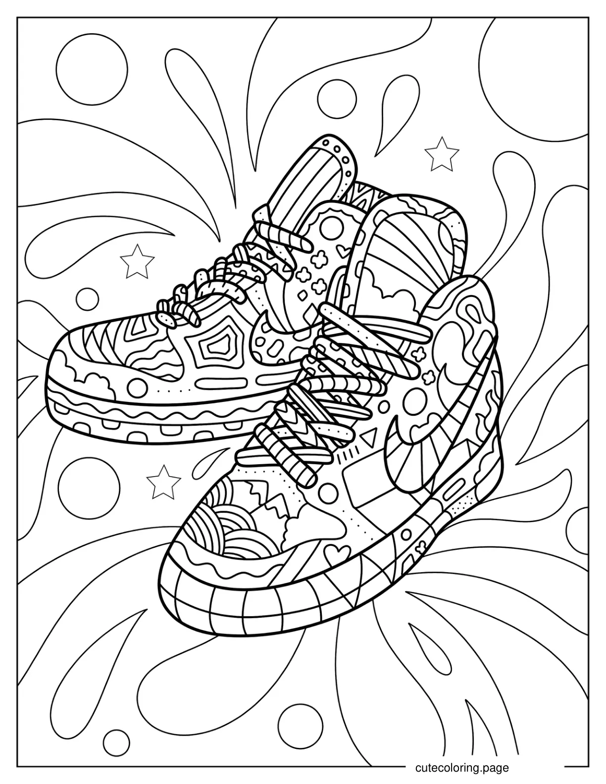 Artistic Pair Of Nike Shoes Coloring Sheet coloring page