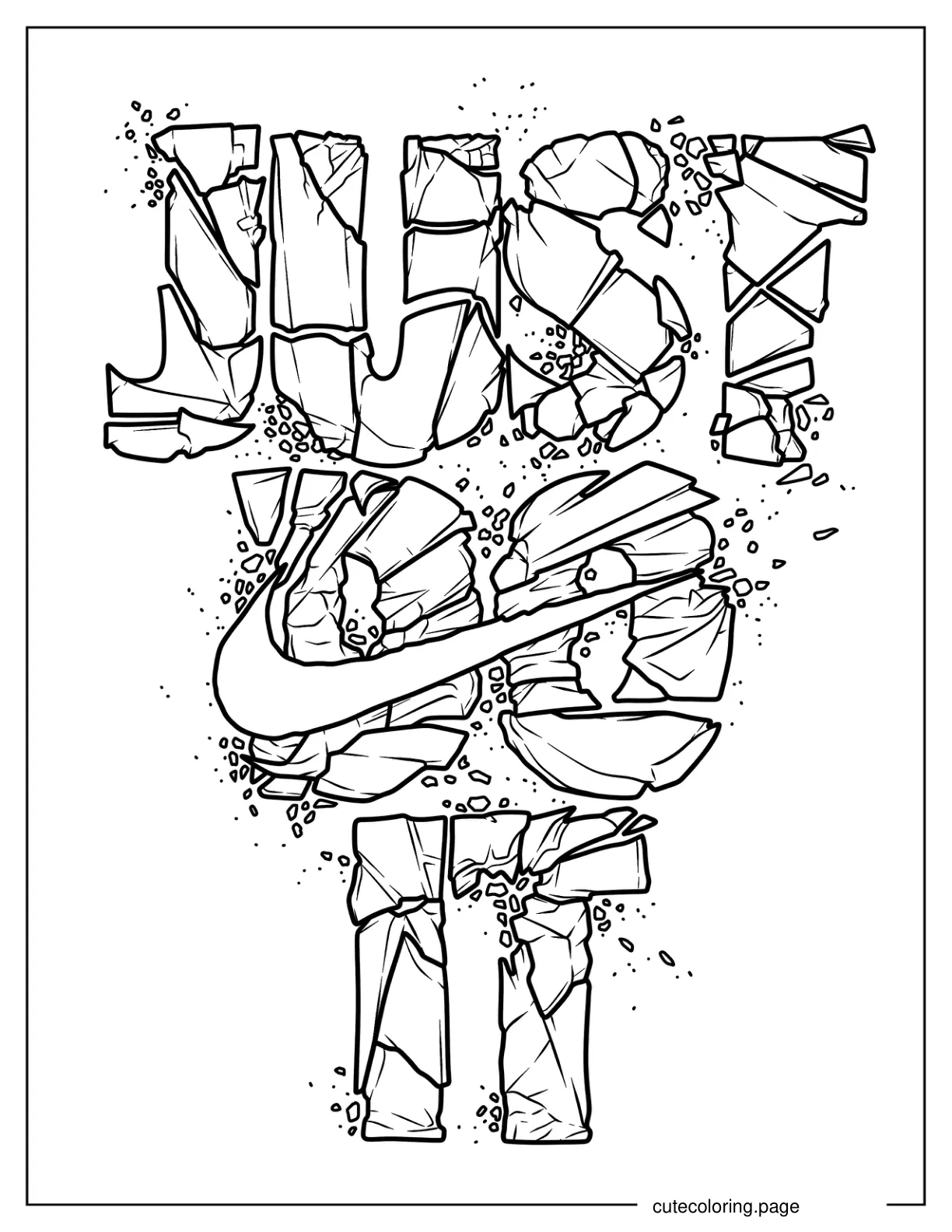 Crumbling Just Do It Nike Logo coloring page