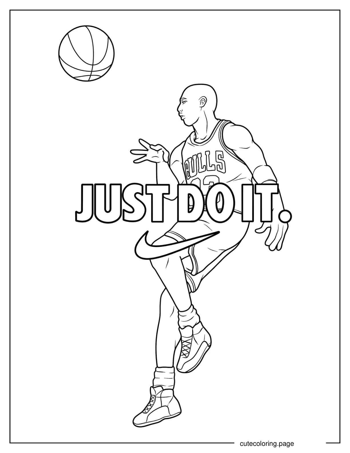 Michael Jordan Throwing Ball Nike Poster Coloring Sheet coloring page