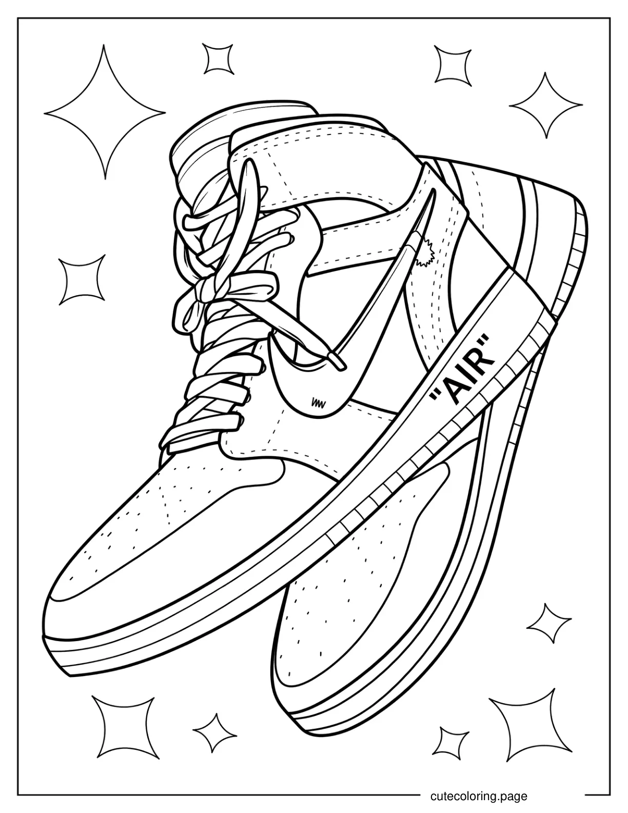 Nike Air Jordan Shoes Side View Coloring Page coloring page