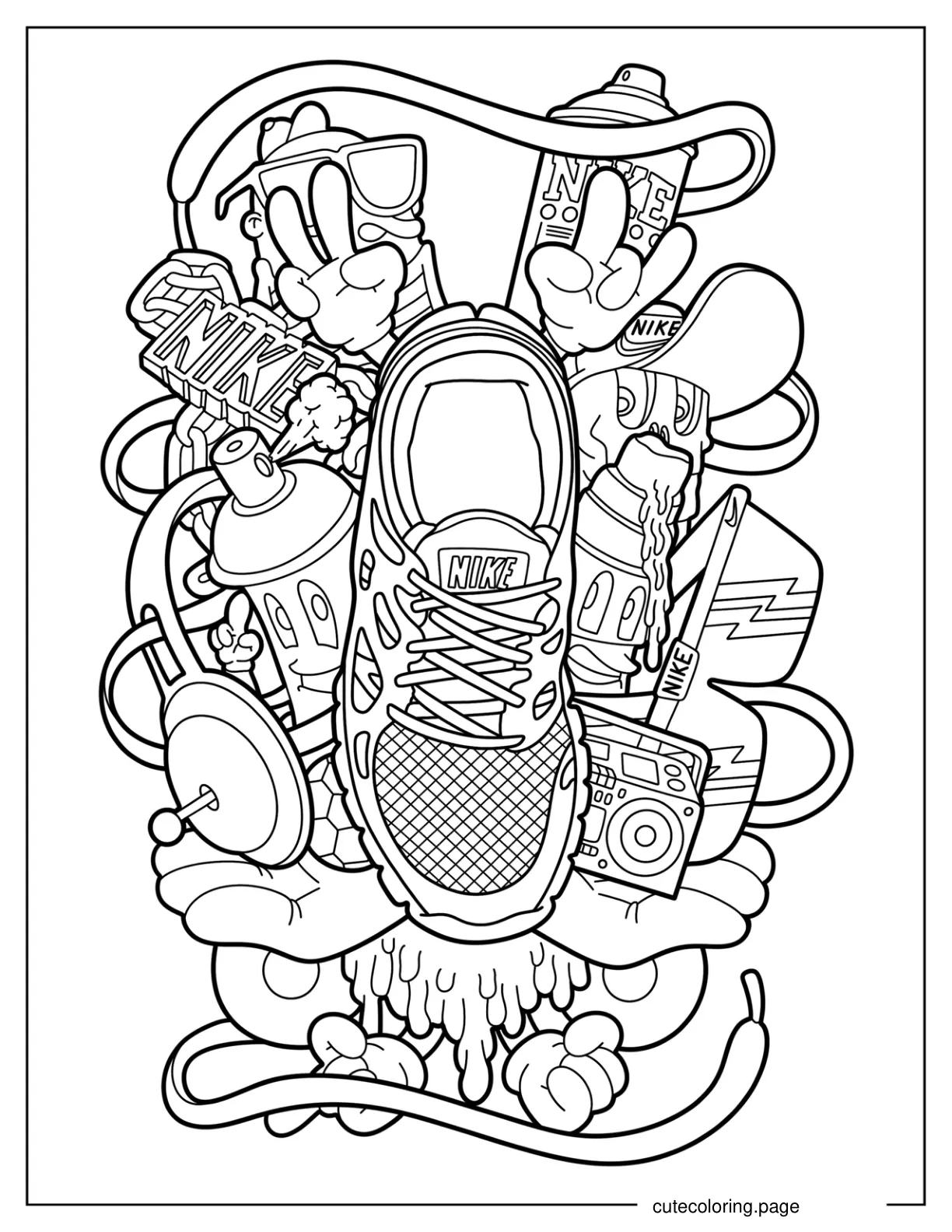 Vintage Nike Shoe Artwork Coloring Sheet coloring page