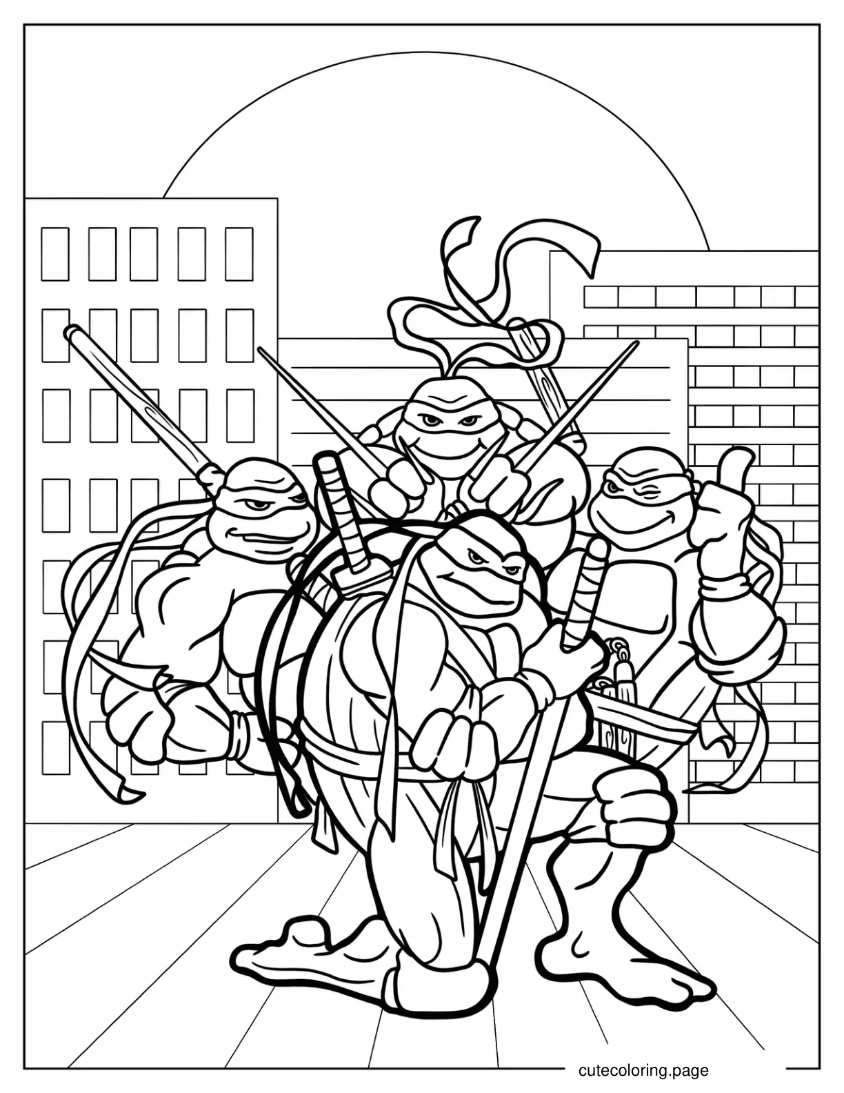 Detailed Ninja Turtles Coloring Page coloring page