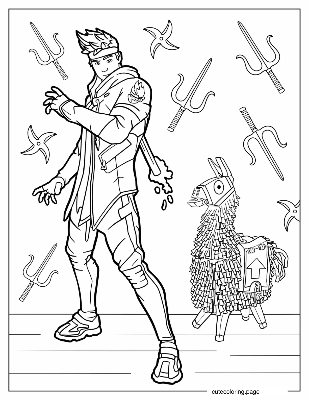 Fortnite Ninja With Llama Coloring In coloring page