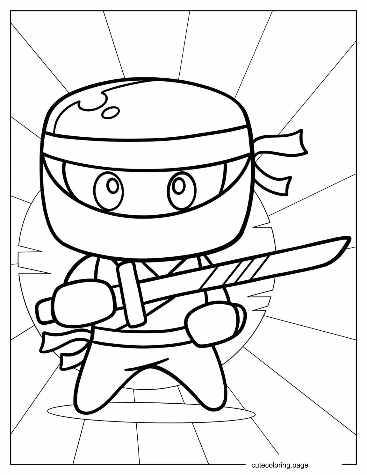 Kawaii Ninja With Sword coloring page