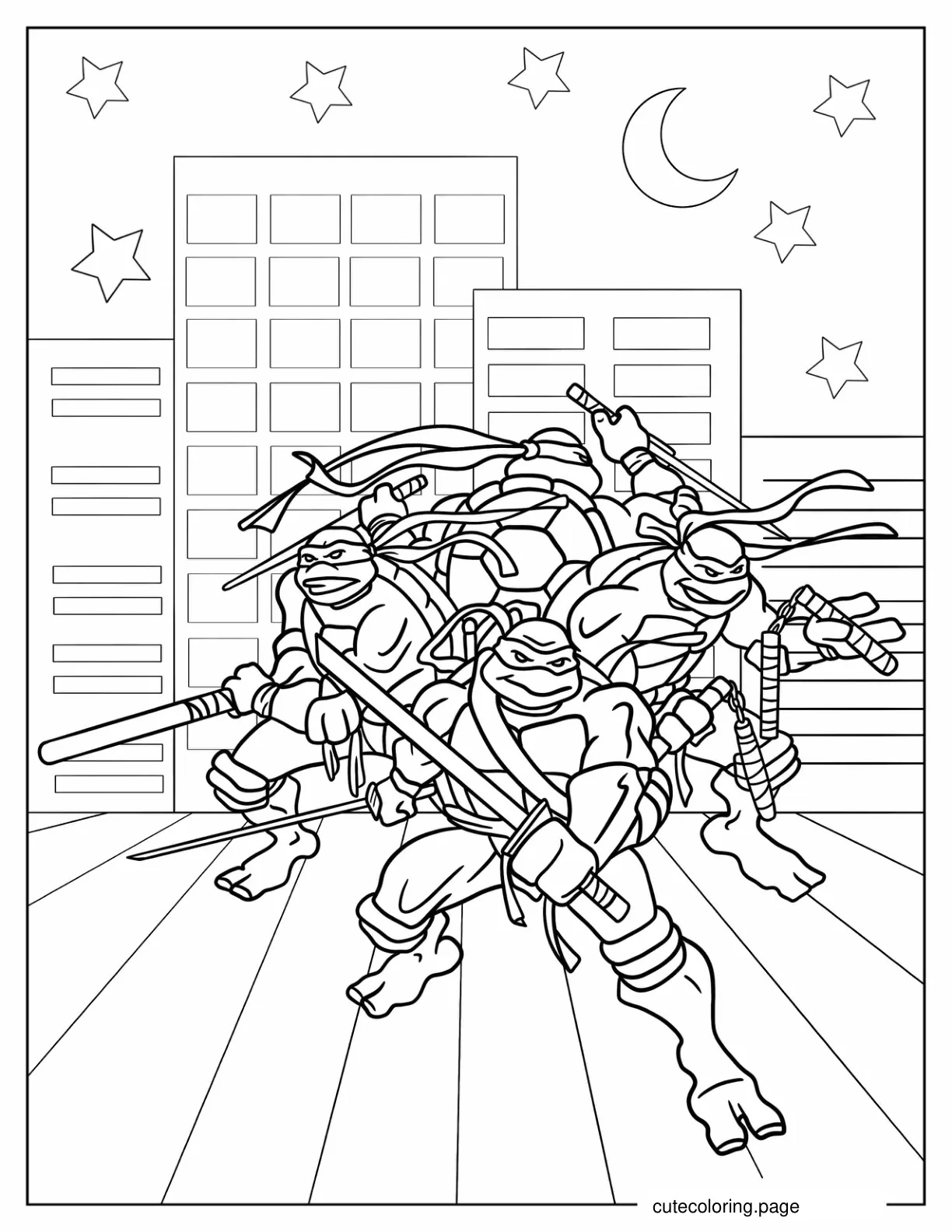 Leonardo Donatello Raphael _ Michaelangelo Ninja Turtles  coloring page