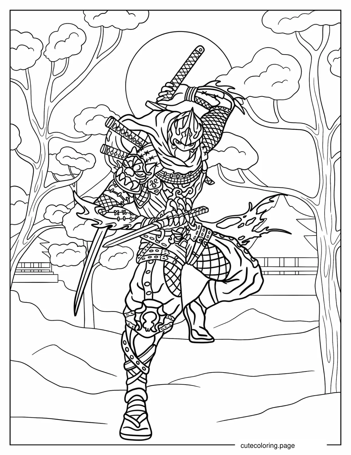 Realistic Ninja Warrior Coloring Page coloring page