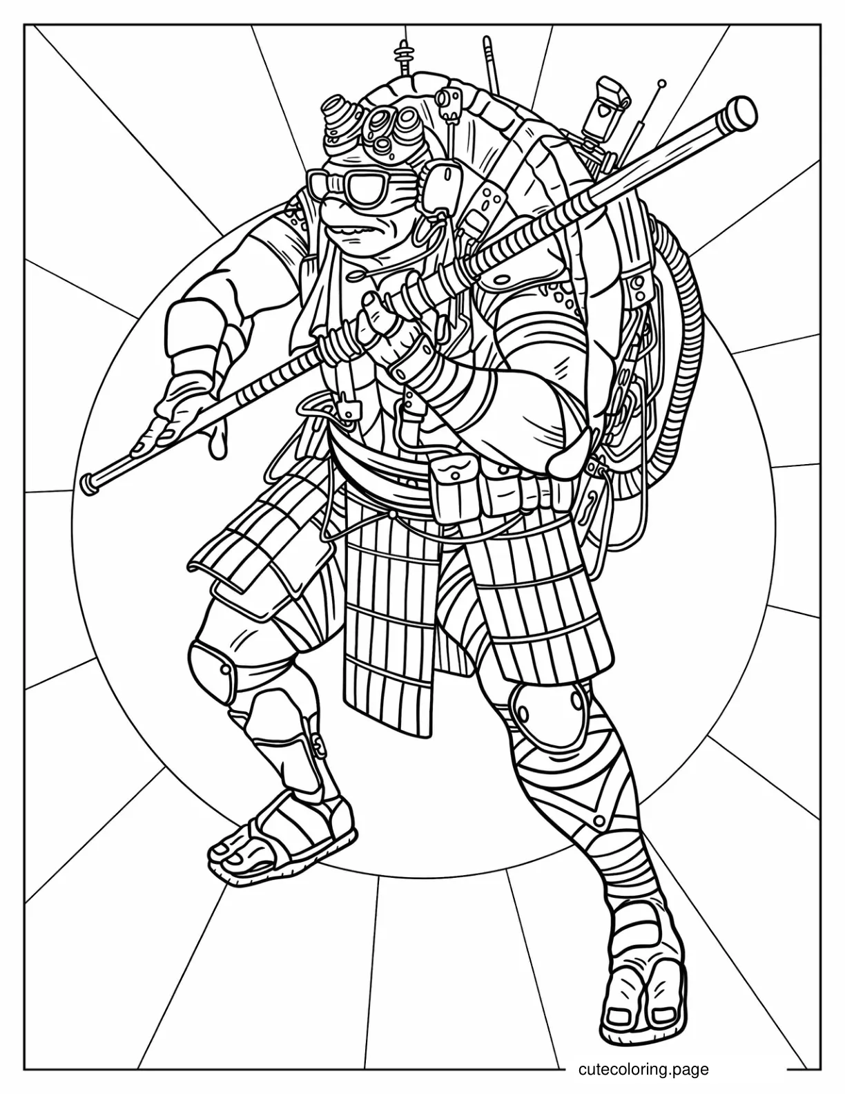 Adult Donatello Holding Bo Staff Coloring Sheet coloring page