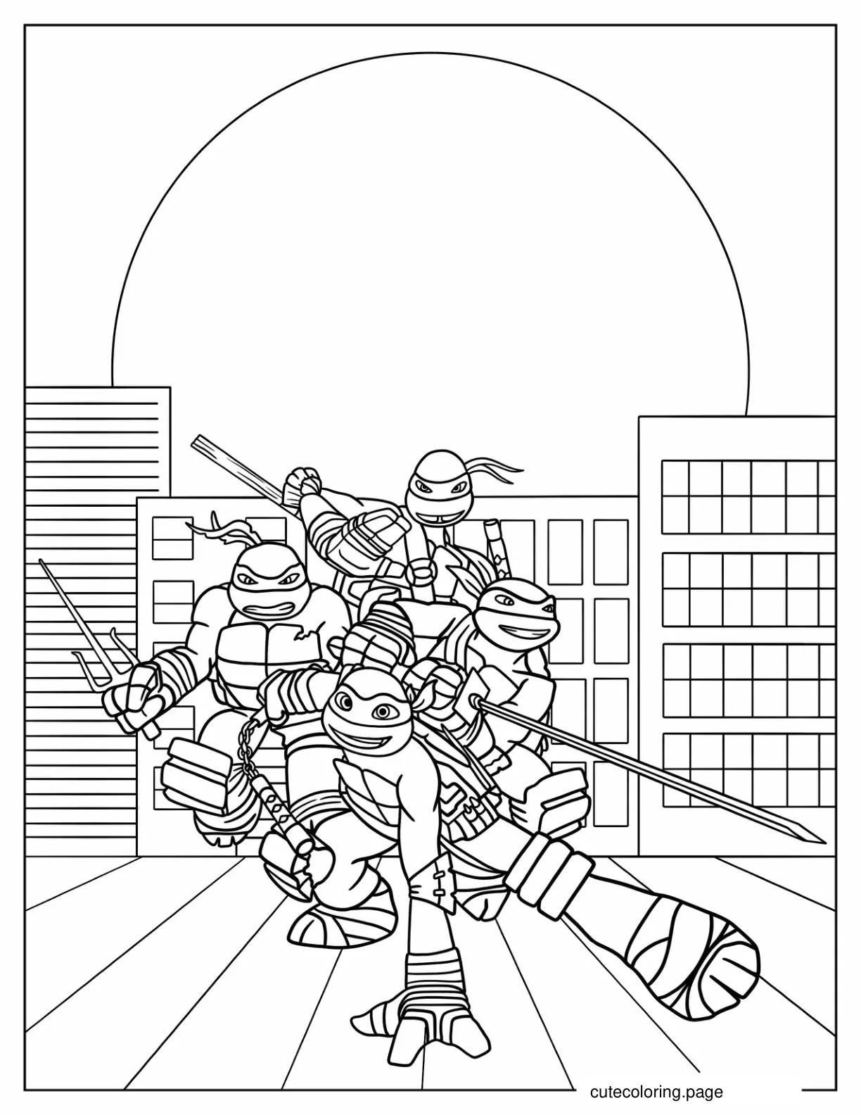 Cartoon Teenage Mutant Ninja Turtles Coloring Page coloring page