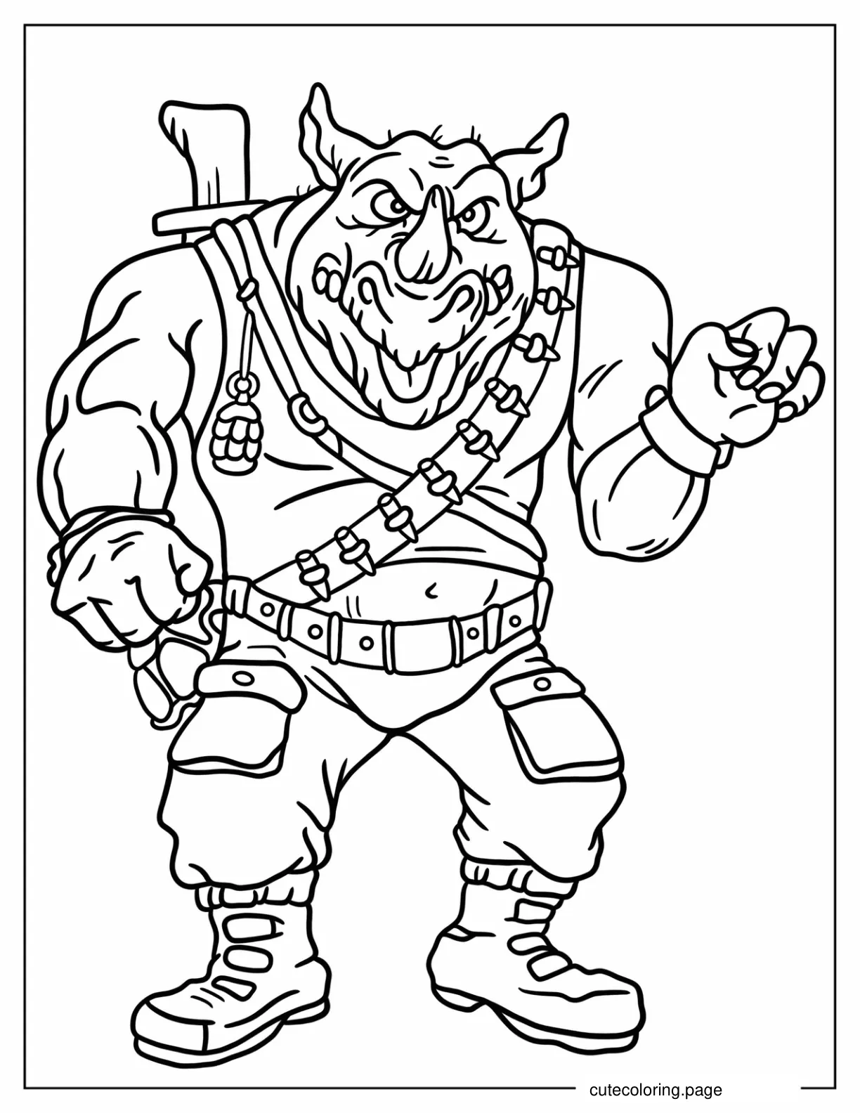 Detailed Rocksteady Coloring Sheet For Kids coloring page