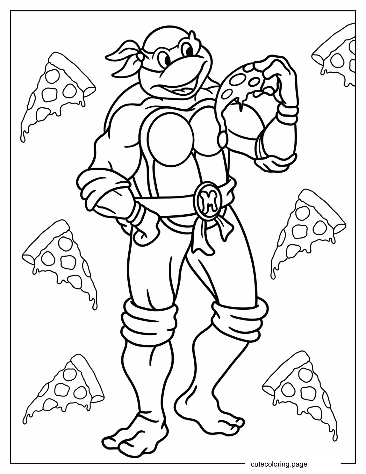 Michelangelo Eating Pizza Coloring Page coloring page