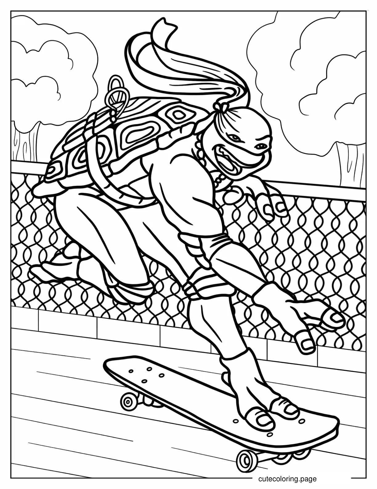 Michelangelo On Skateboard coloring page