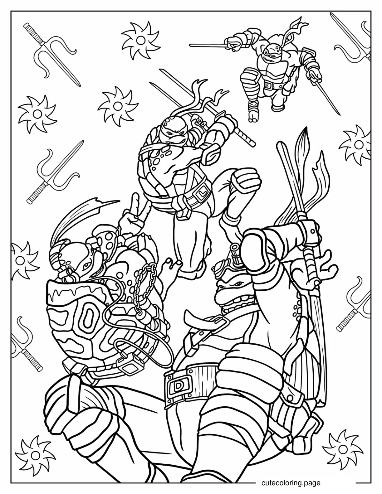 Ninja Turtles Descending From The Sky Coloring Sheet coloring page