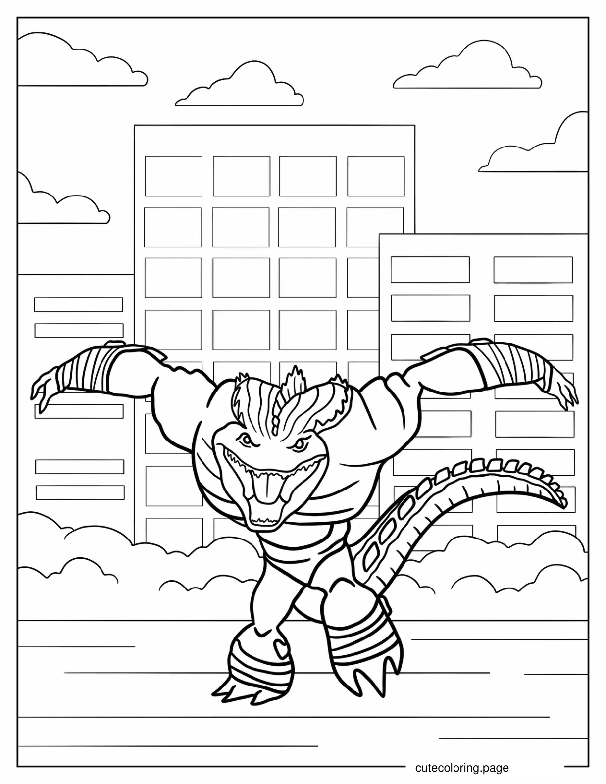 Simple Leatherhead Charging coloring page