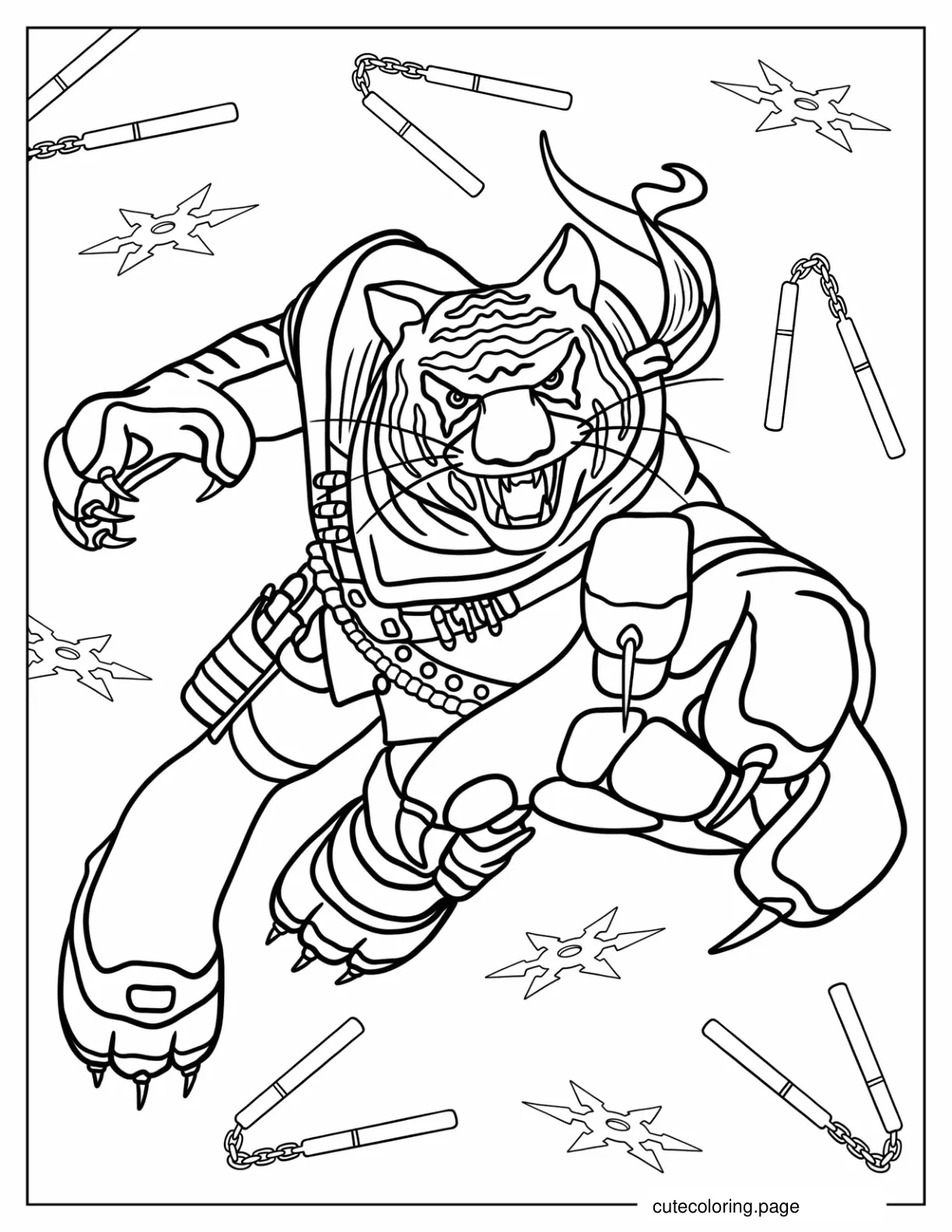 Tiger Claw Attacking Coloring Sheet coloring page