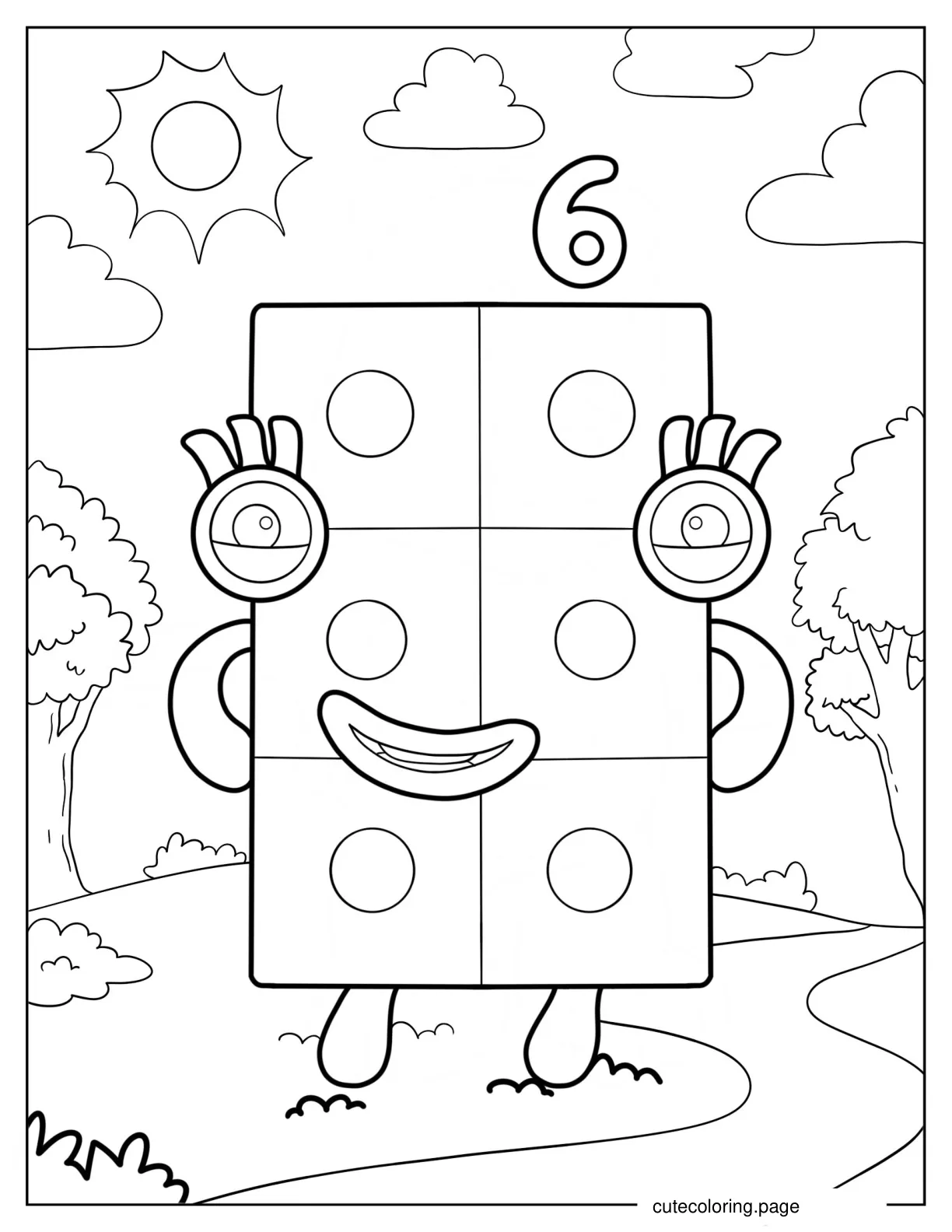 Happy Numberblocks 6 coloring page