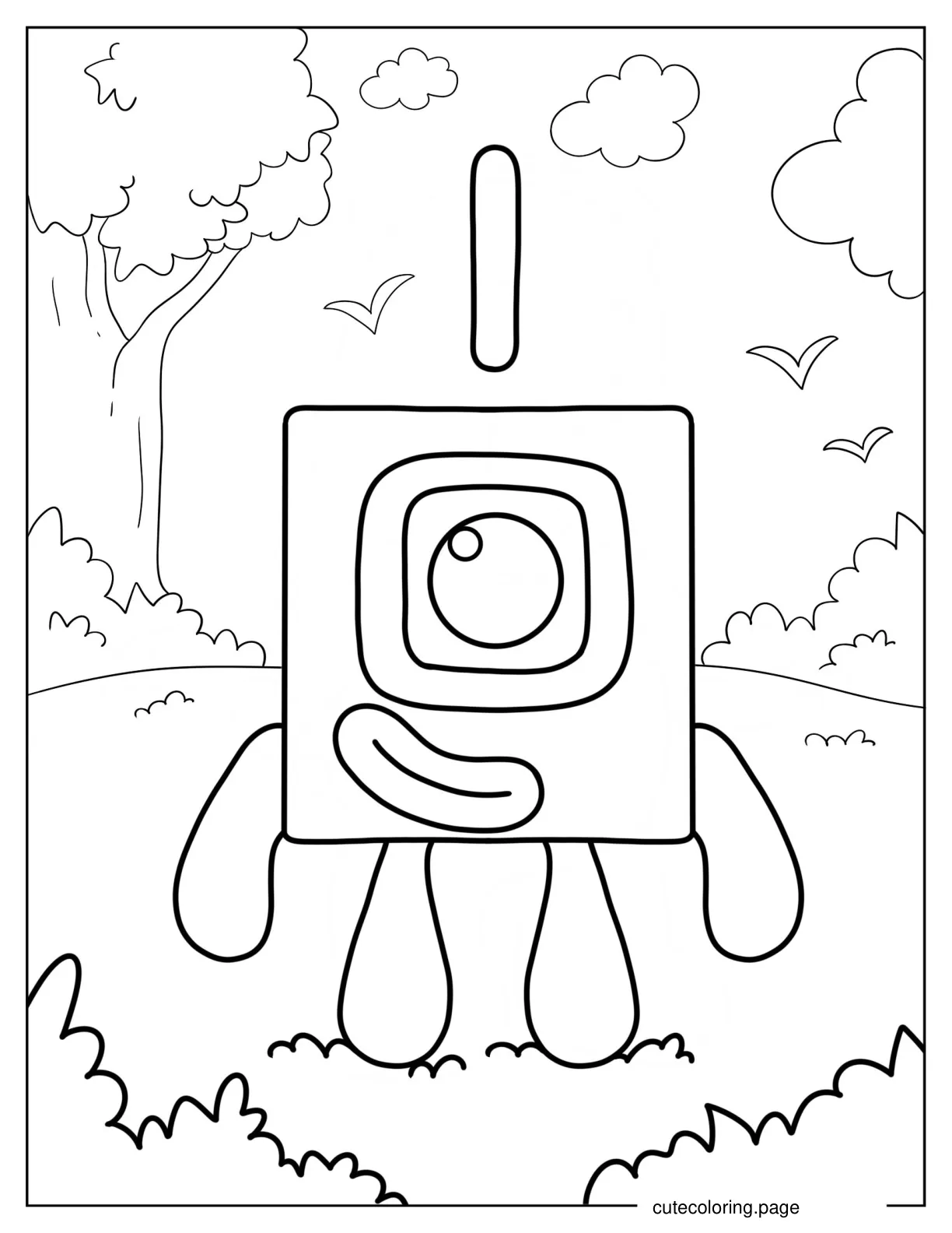 Kawaii Numberblocks 1 Coloring Page For Preschoolers coloring page