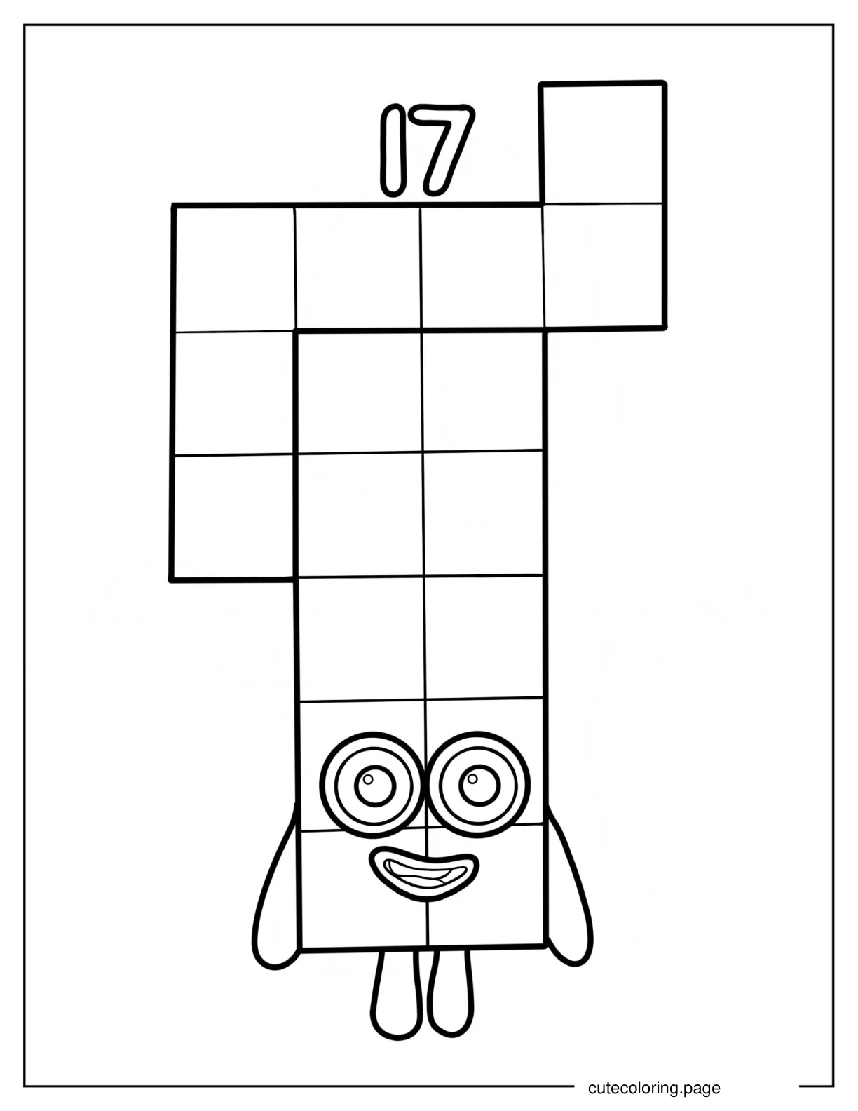 Numberblocks 17 coloring page