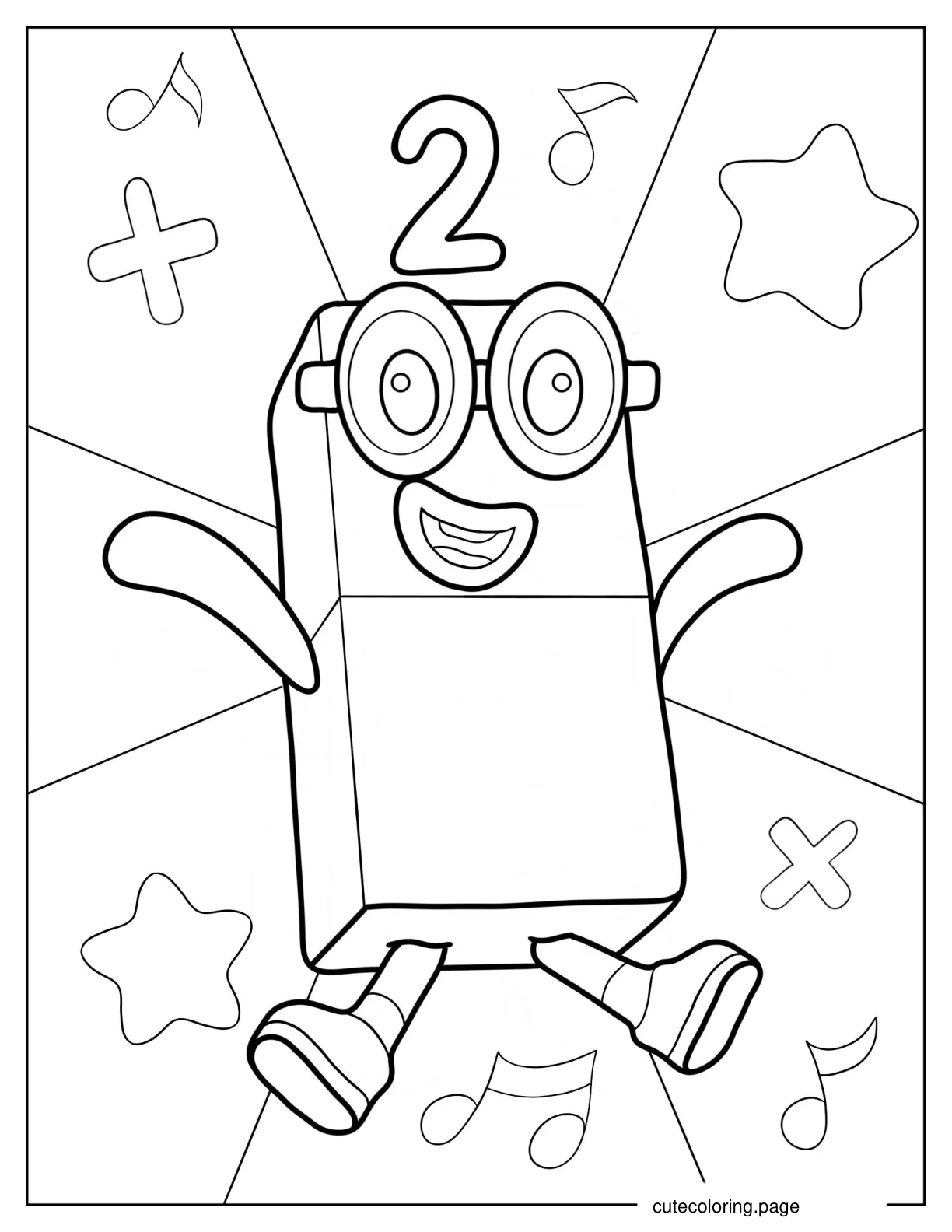 Numberblocks 2 Jumping Coloring Sheet coloring page