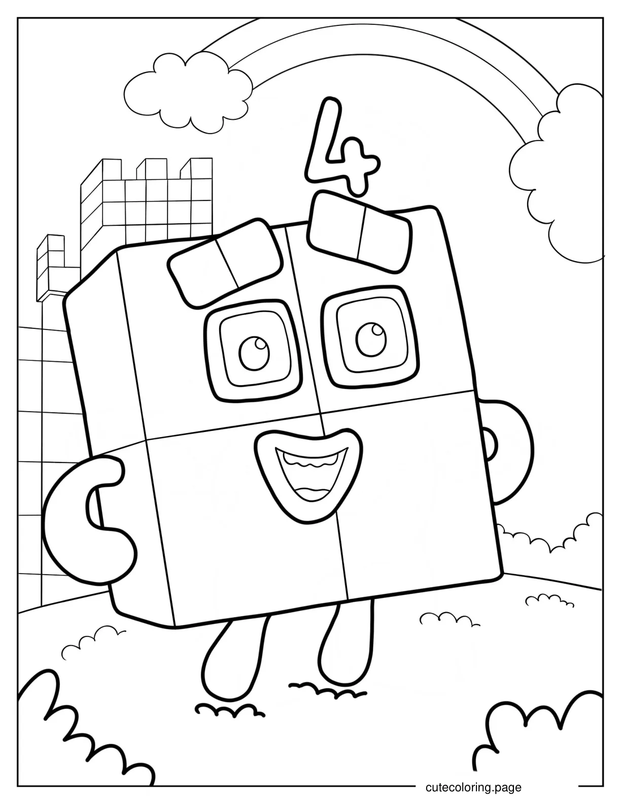 Numberblocks 4 Taking A Walk coloring page