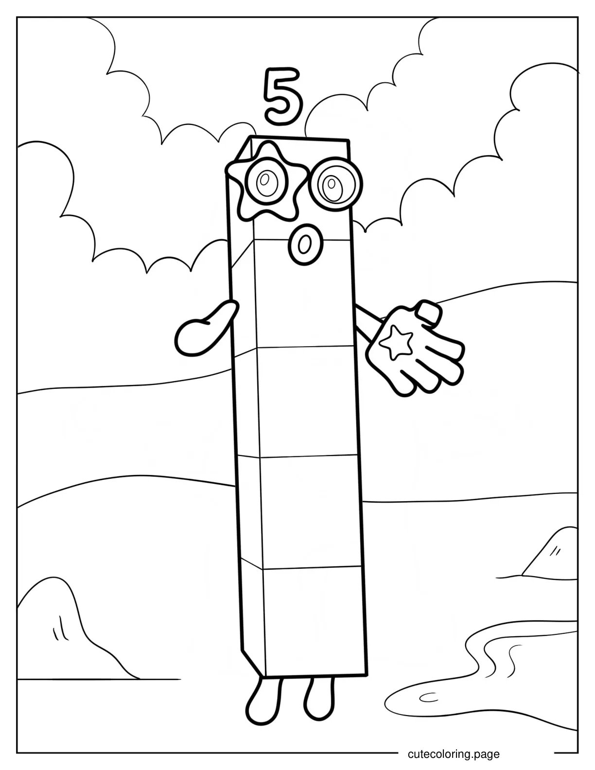 Numberblocks 5 Dancing Coloring Page coloring page