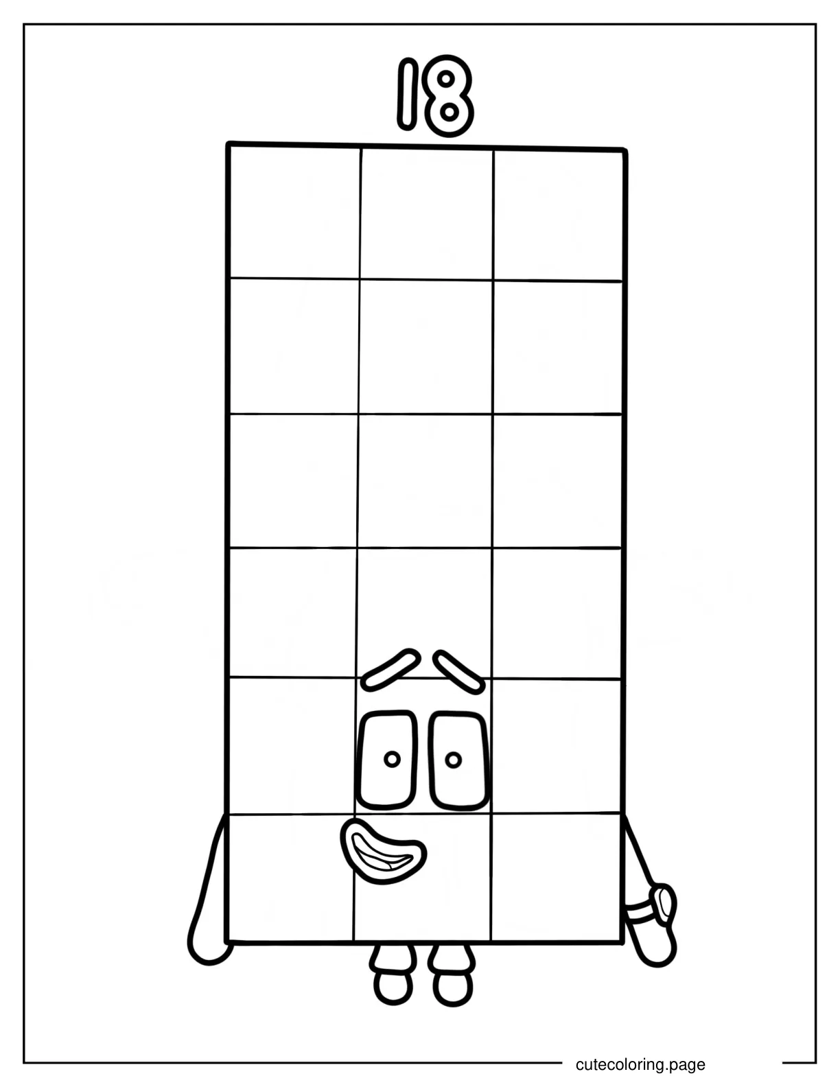 Simple 18 Numberblocks Coloring Sheet For Kids coloring page